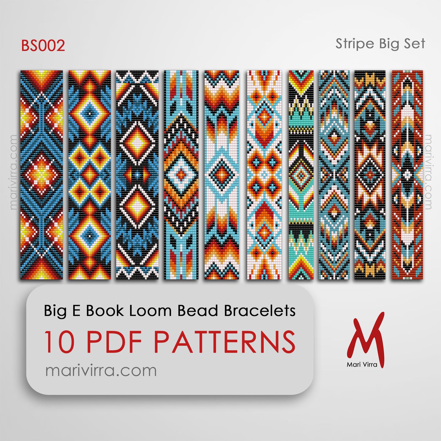Stripe Big Set of Ten Loom Digital Bead Patterns