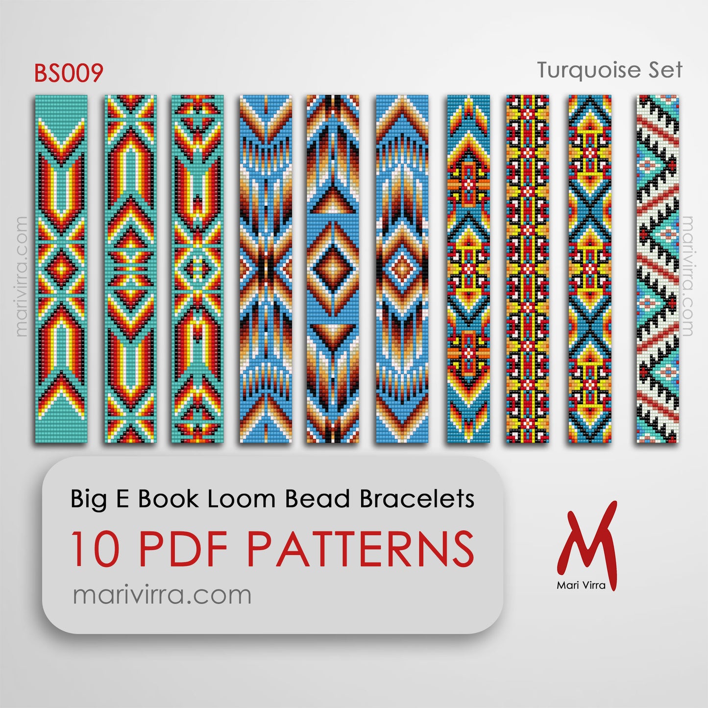 Turquoise Big Set of Ten Loom Digital Bead Patterns