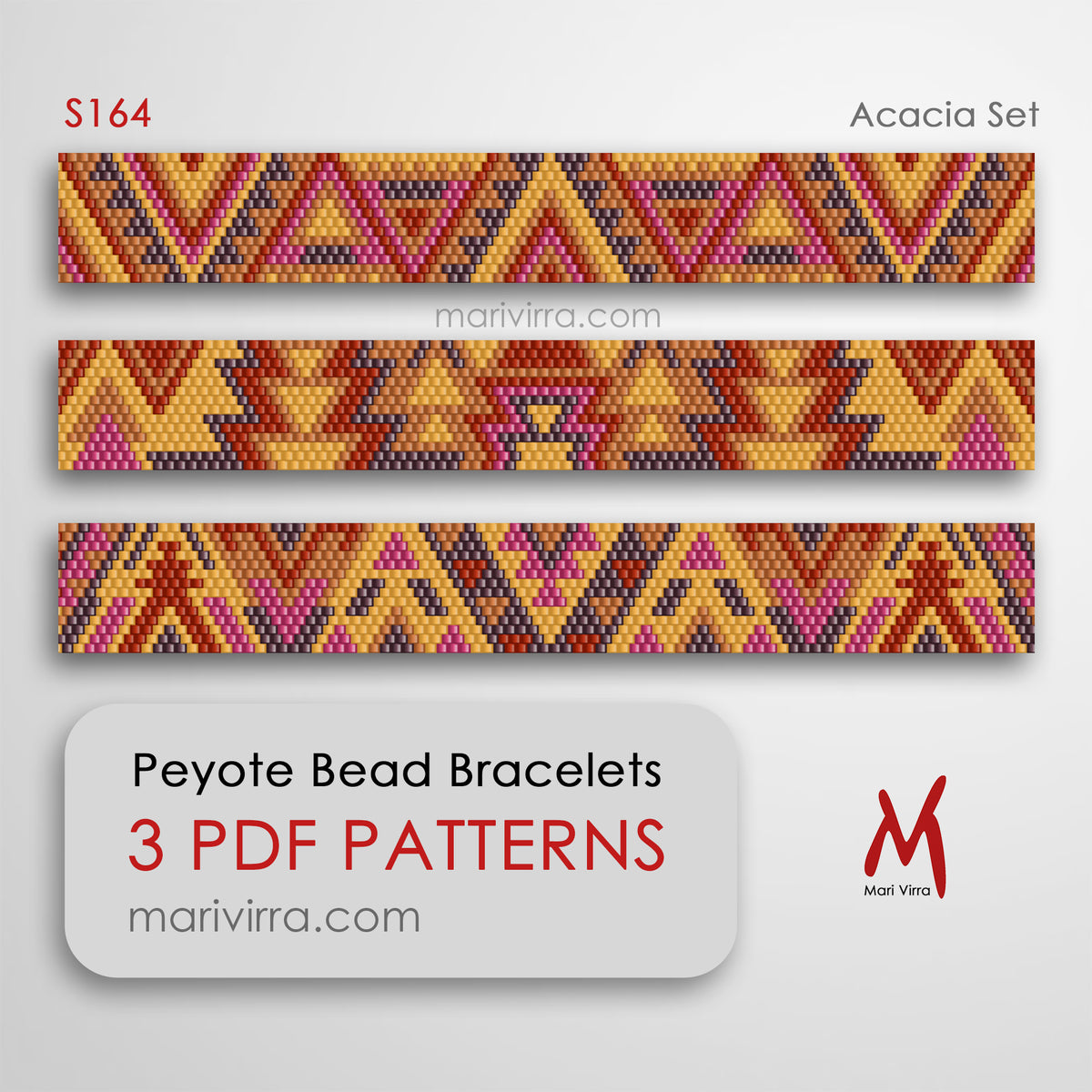 Acacia Set of Three Peyote Digital Bead Patterns