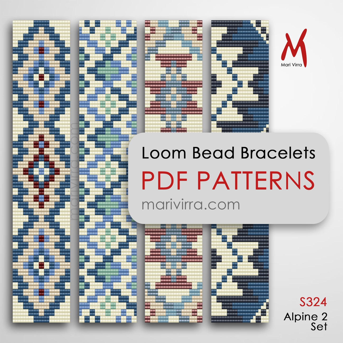 Alpine Carpet Two Set of Four Loom Digital Bead Patterns