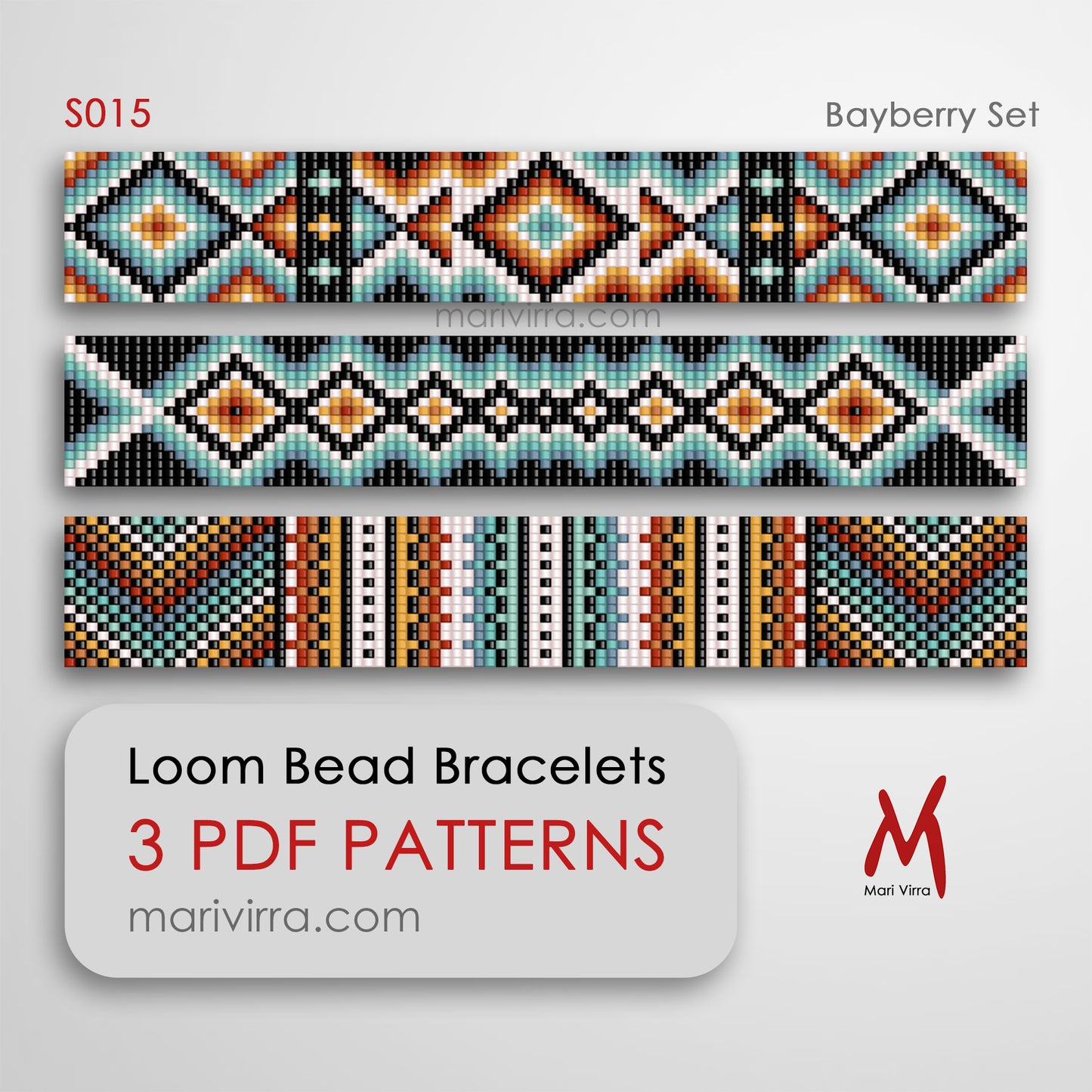 Bayberry Set of Three Loom Digital Bead Patterns
