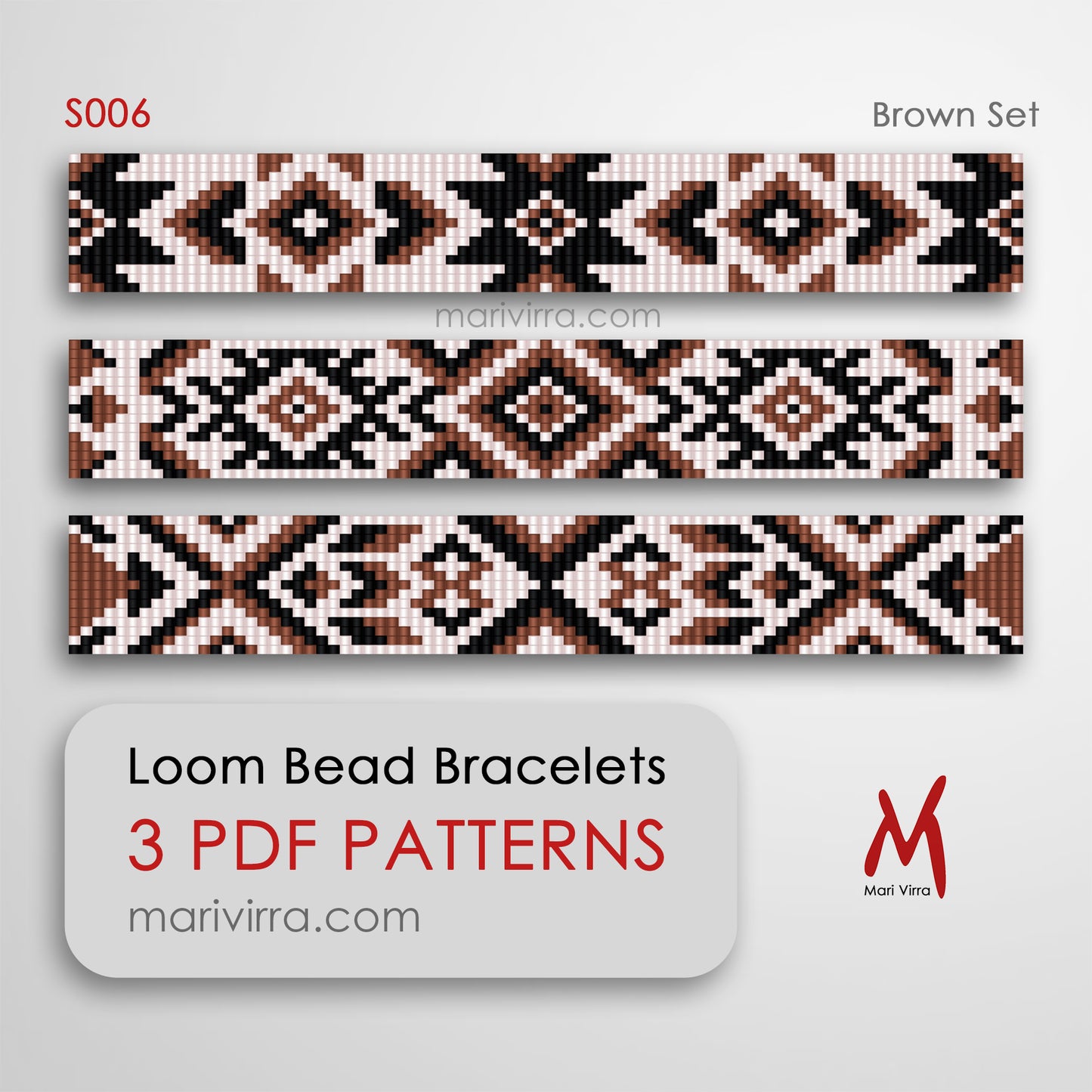 Brown Set of Three Loom Digital Bead Patterns