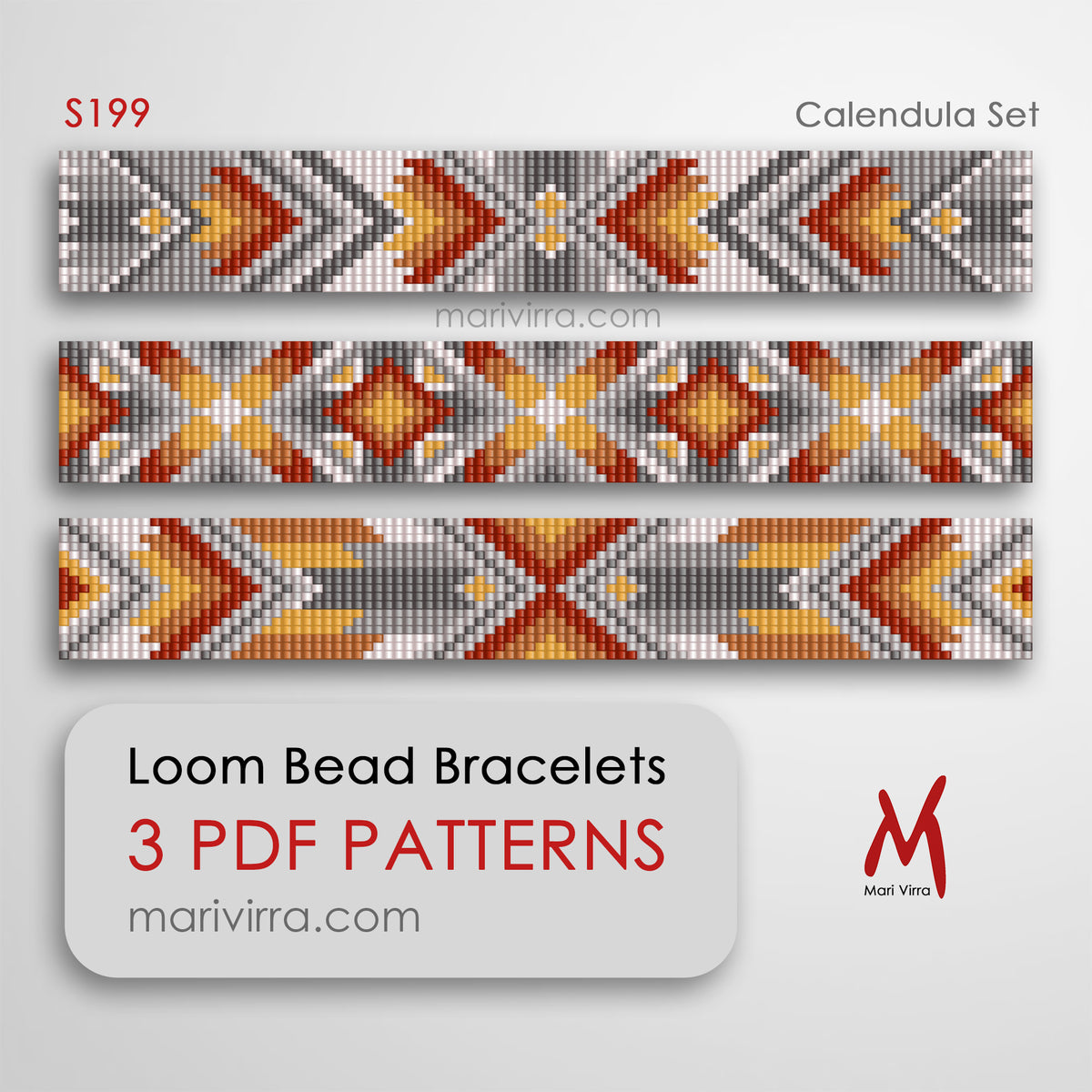 Calendula Set of Three Loom Digital Bead Patterns