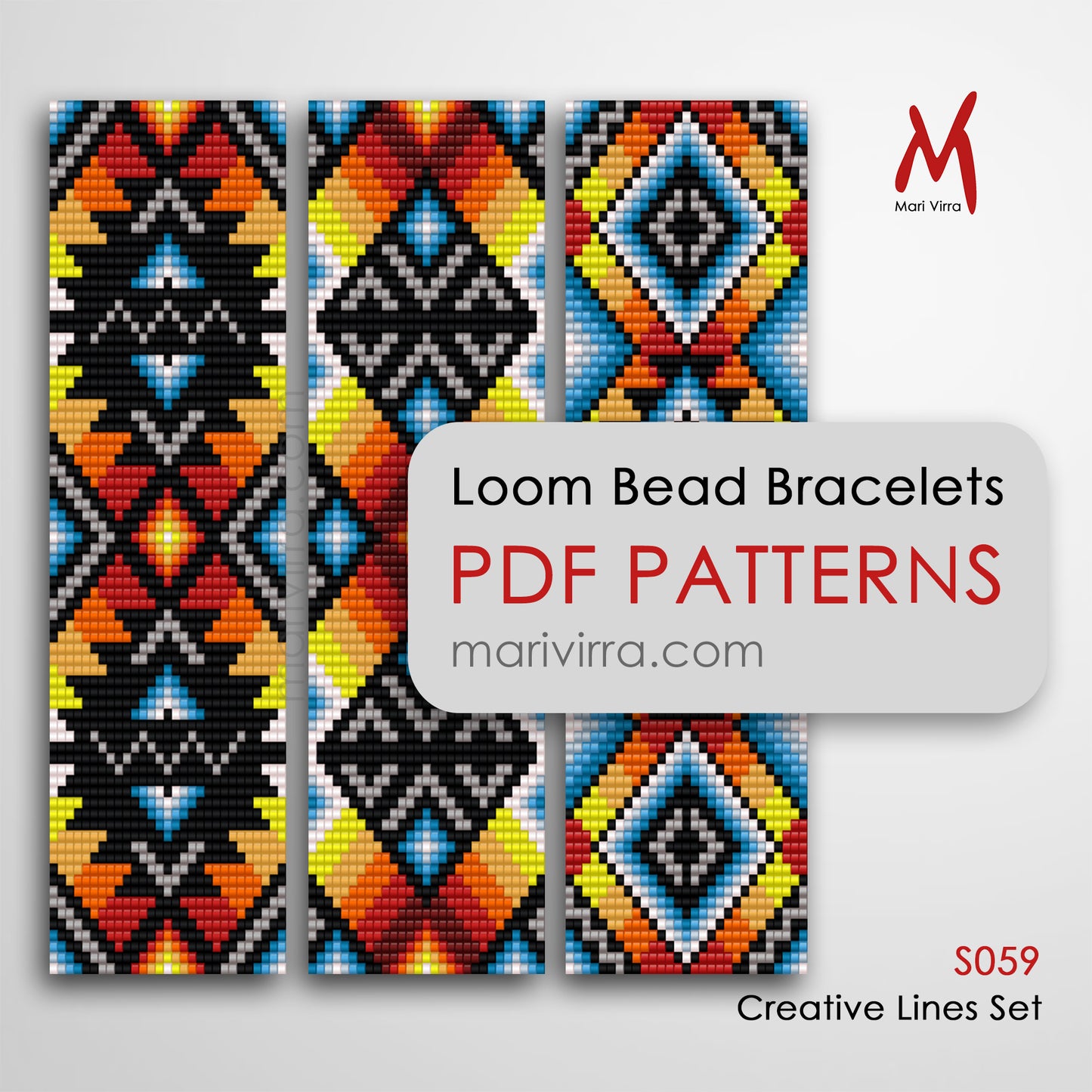 Creative Lines Set of Three Loom Digital Bead Patterns
