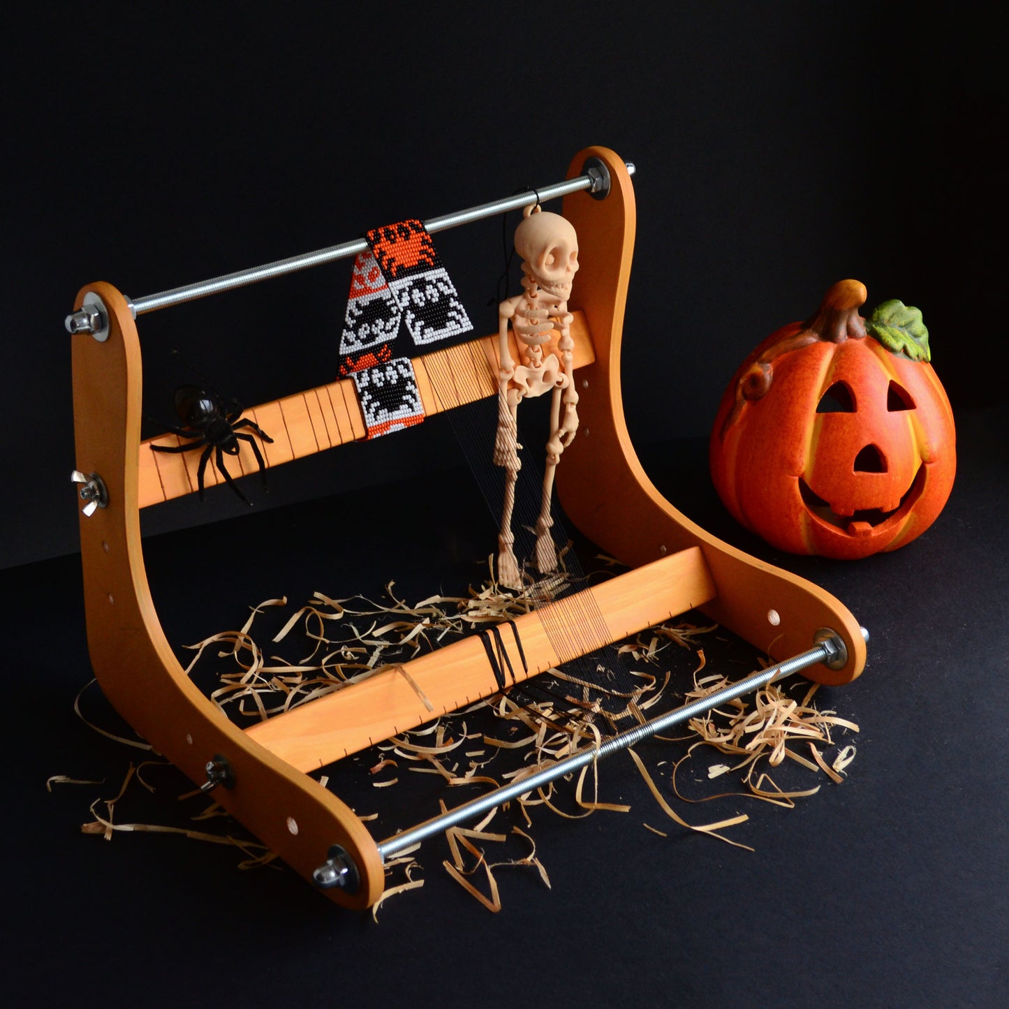 Halloween Pumpkin Big Wooden Loom for LONG seed beadwork weaving (Limited Edition)