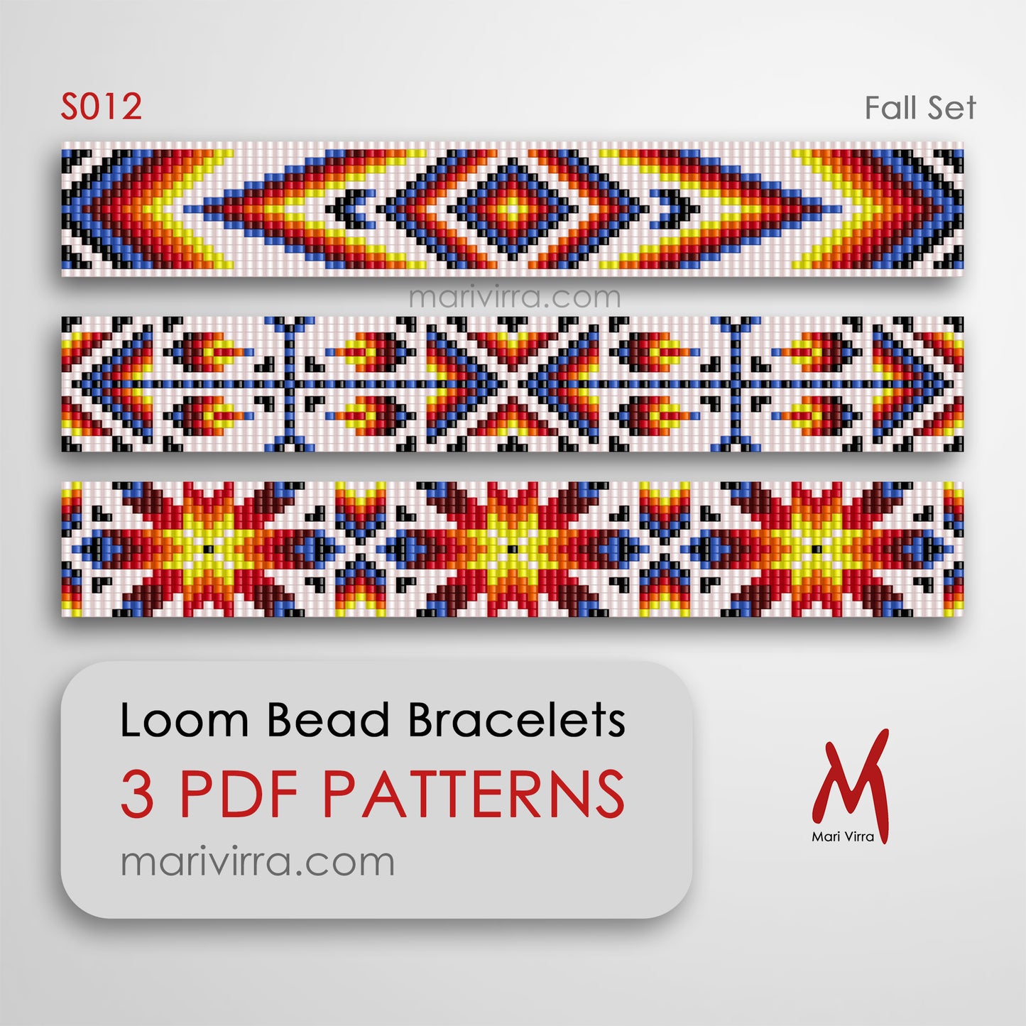 Fall Set of Three Loom Digital Bead Patterns