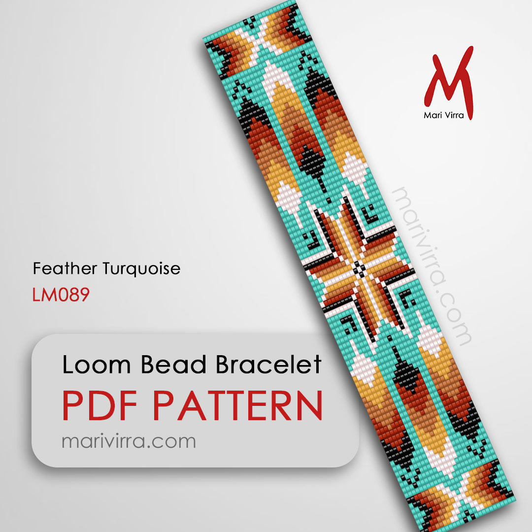 Feather Turquoise Bracelet Loom Digital Bead Pattern