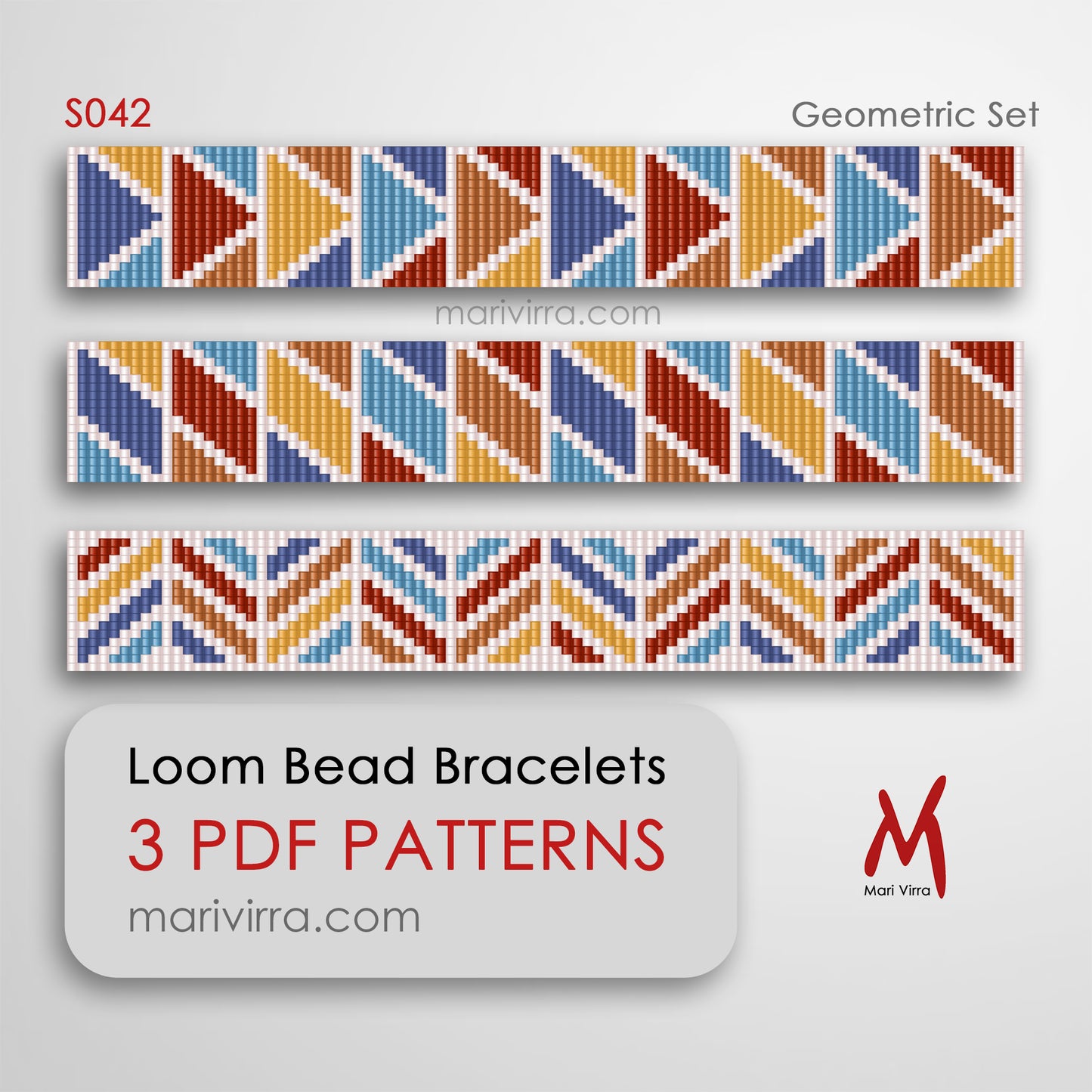 Geometric Set of Three Loom Digital Bead Patterns