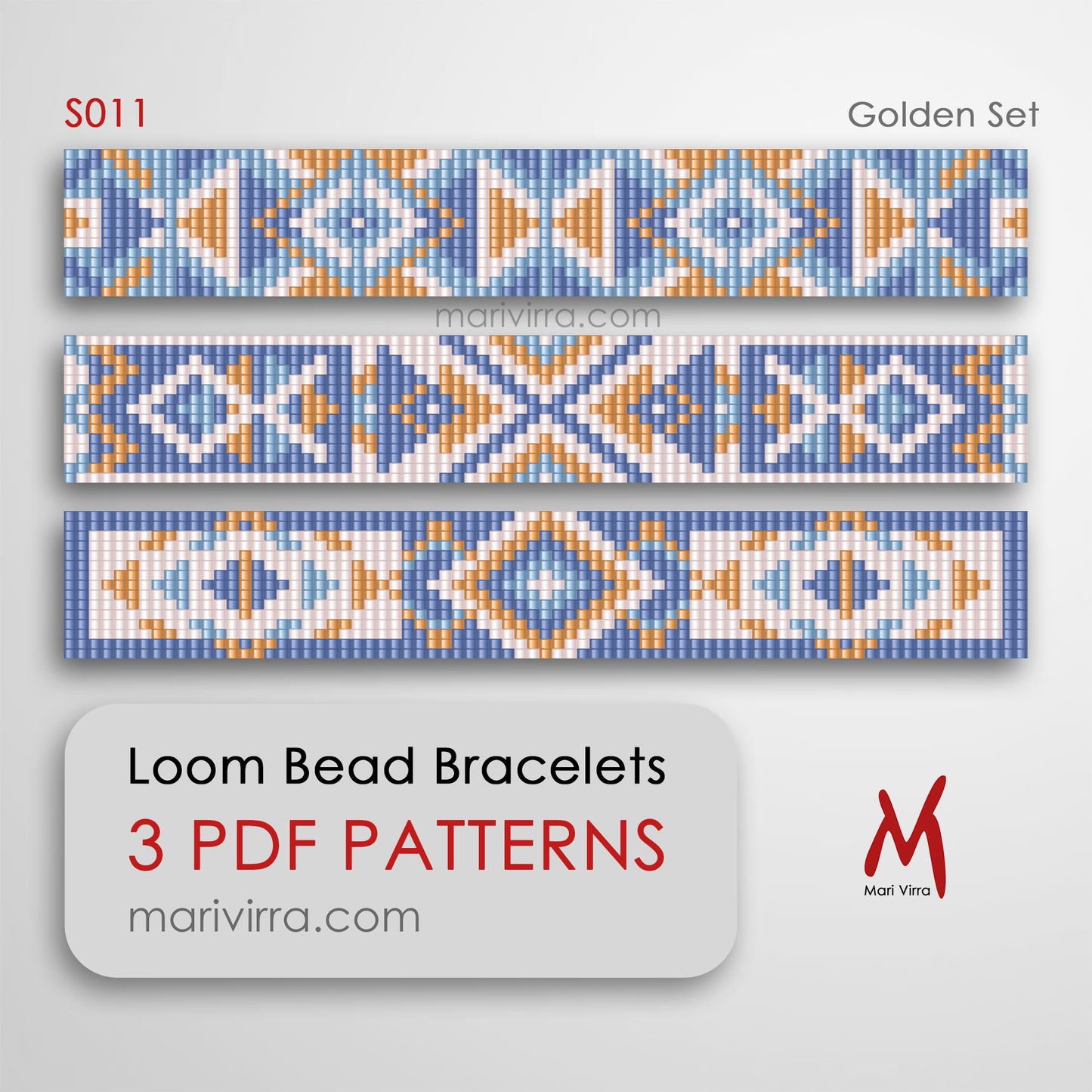 Golden Set of Three Loom Digital Bead Patterns