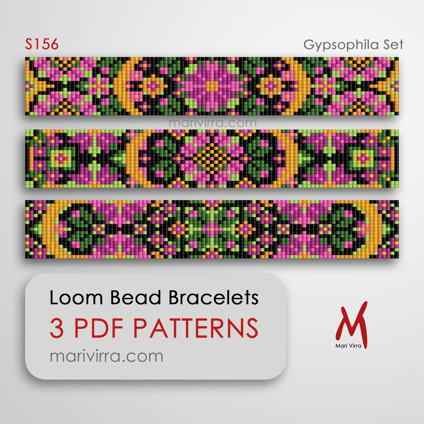 Gypsophila Set of Three Loom Digital Bead Patterns