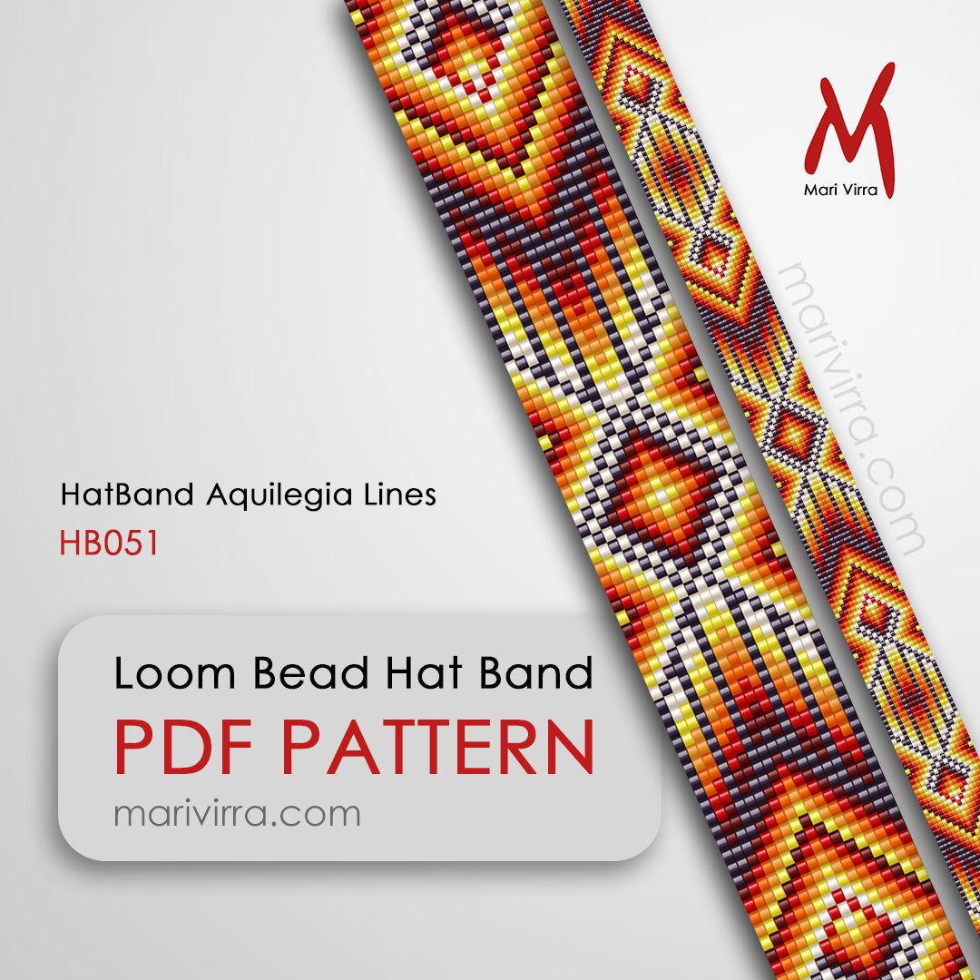 Aquilegia Lines Hat Band Loom Digital Bead Pattern