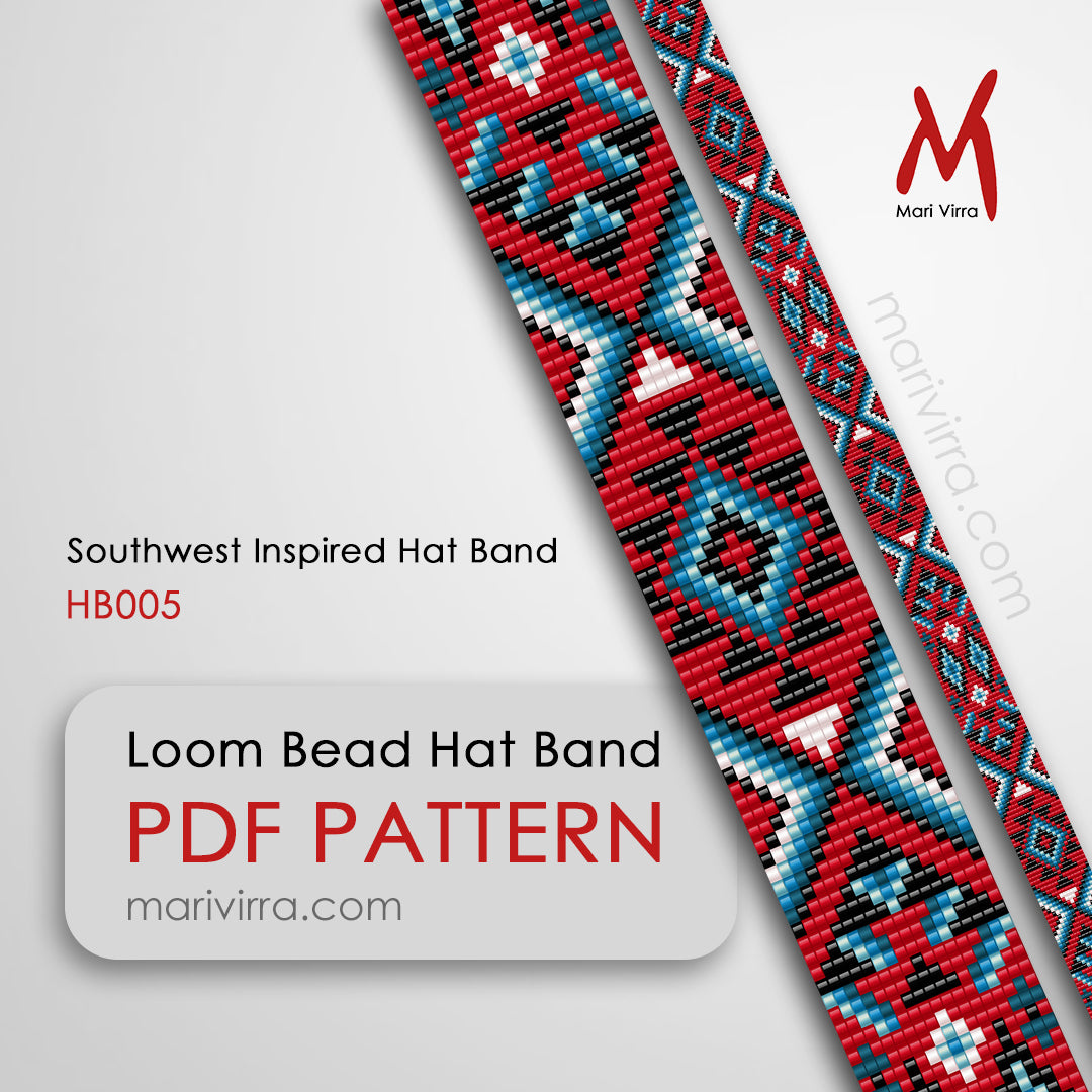 Southwest Inspired Hat Band Loom Digital Bead Pattern