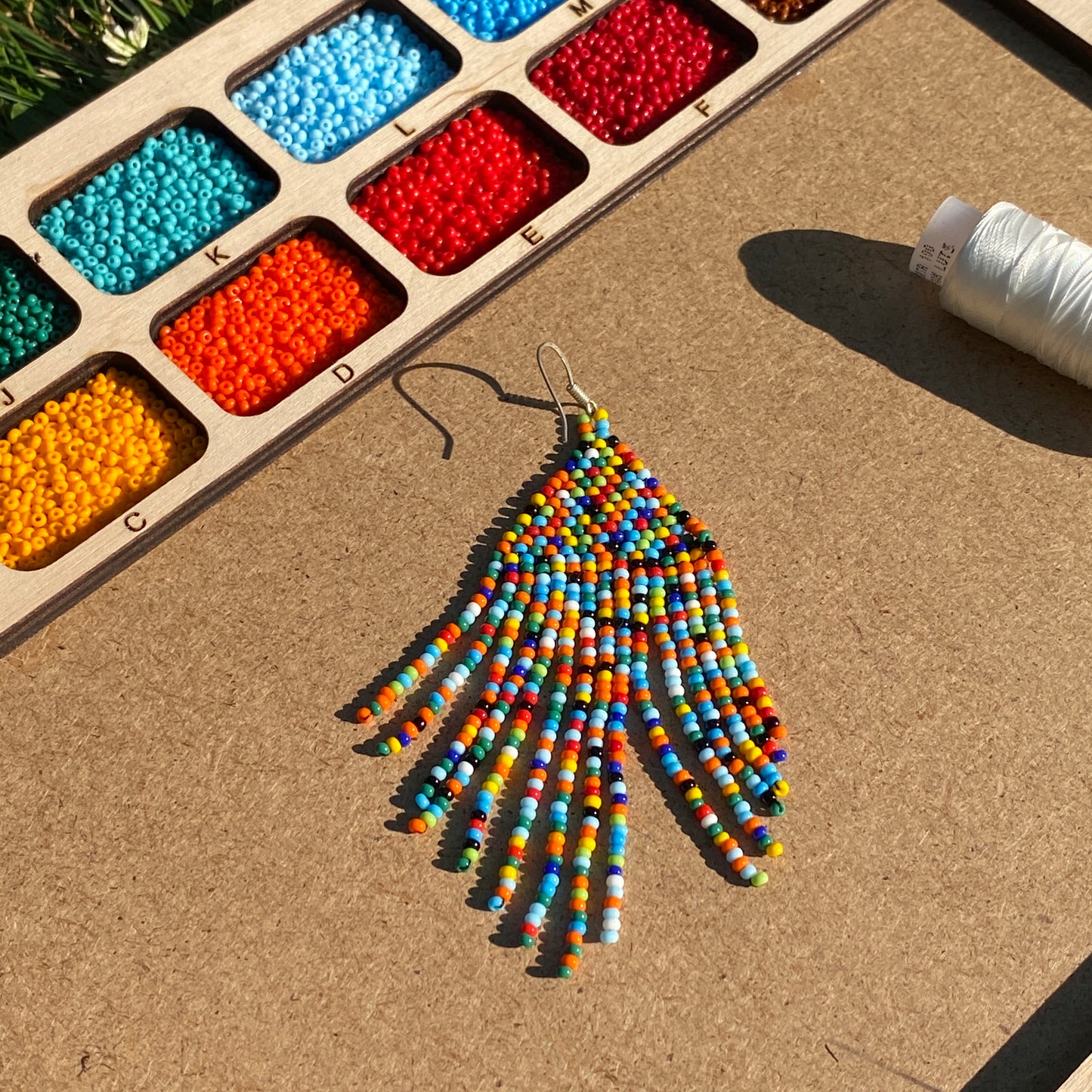 Bead Organizer Board with Lettered Compartment Trays & MDF Work Surface