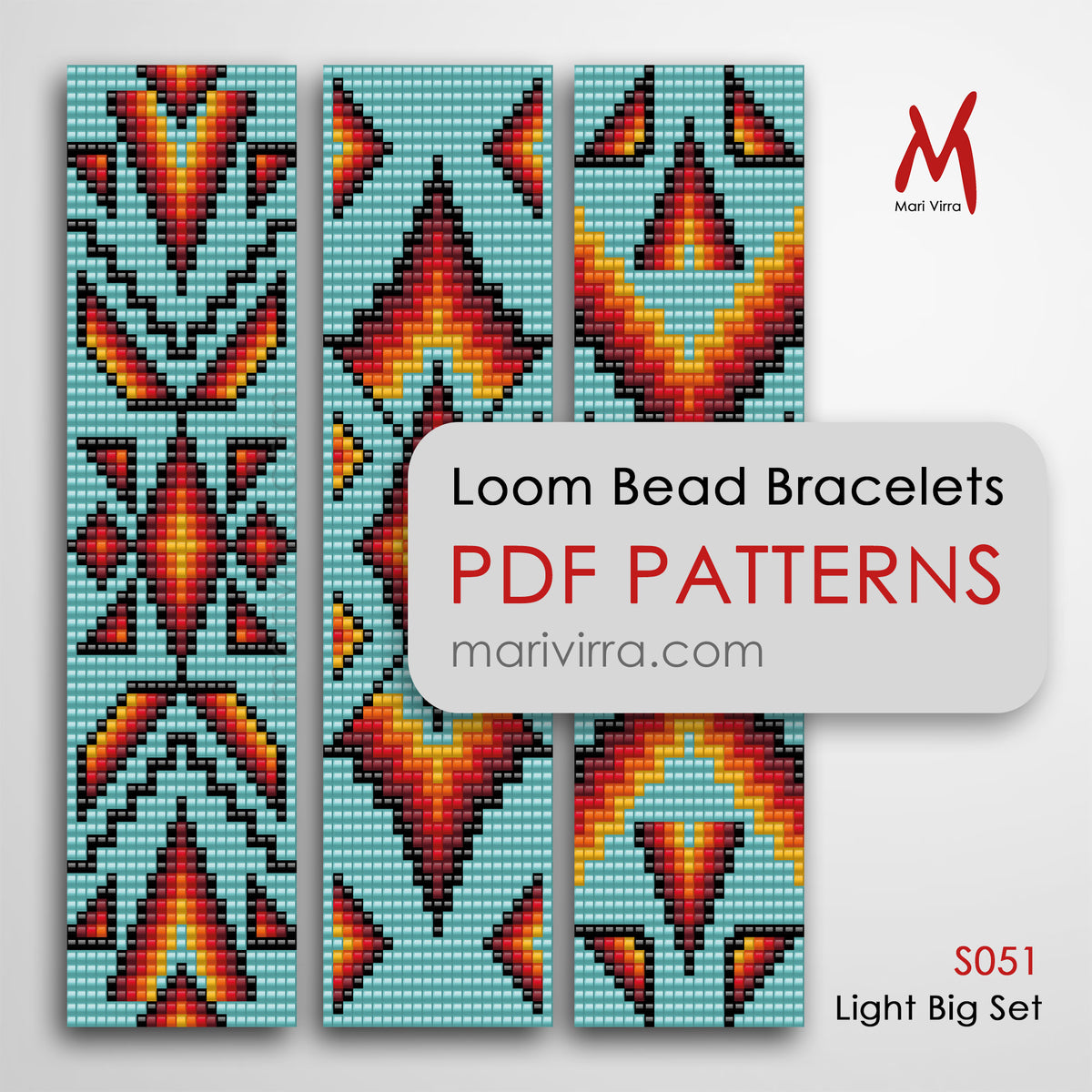 Light Big Set of Three Loom Digital Bead Patterns