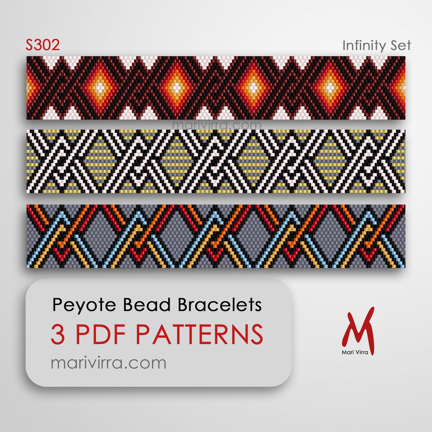 Infinity Set of Three Peyote Digital Bead Patterns