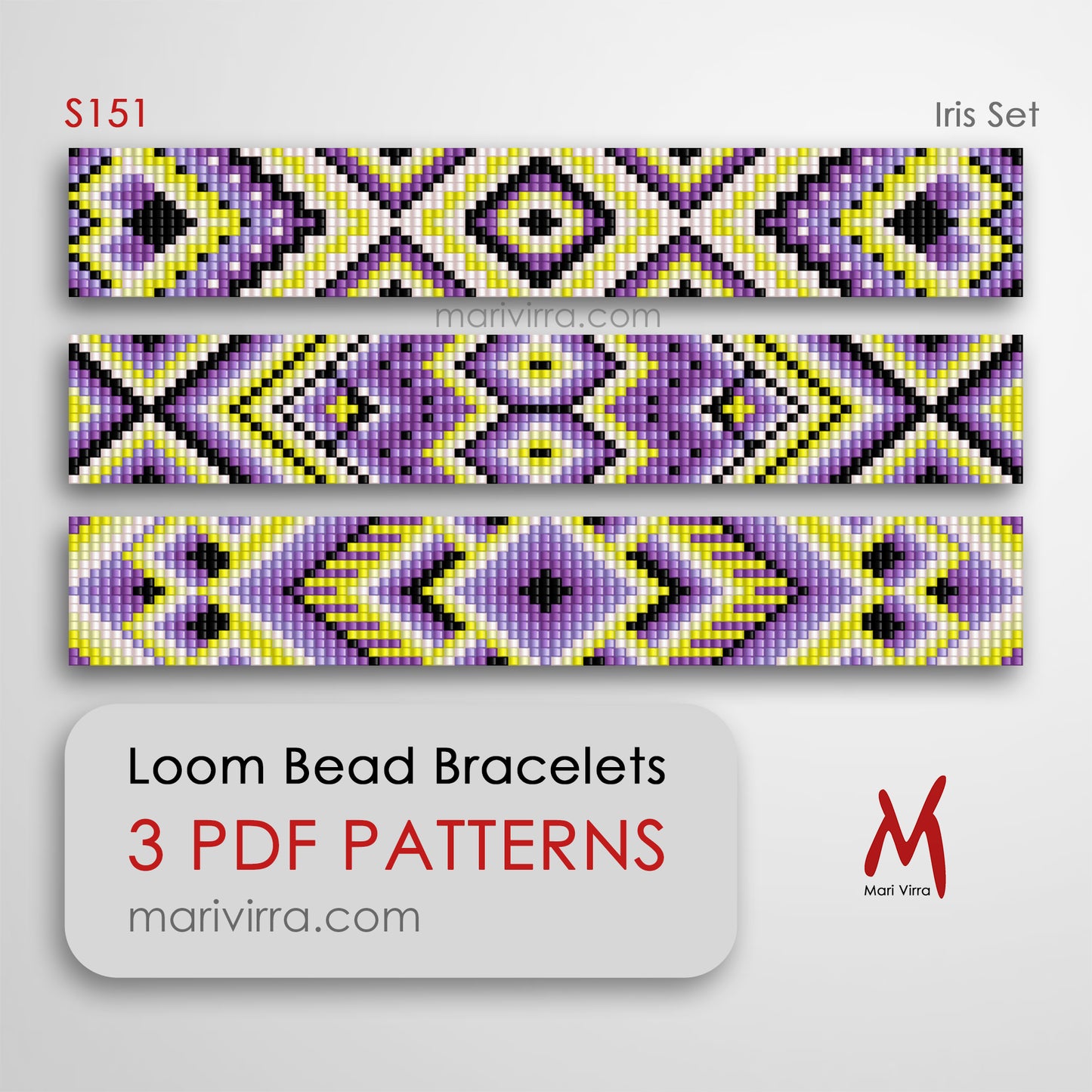 Iris Set of Three Loom Digital Bead Patterns