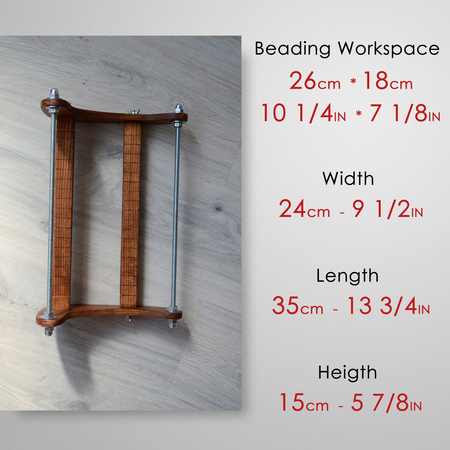 Dark Wooden Loom for LONG seed beadwork weaving