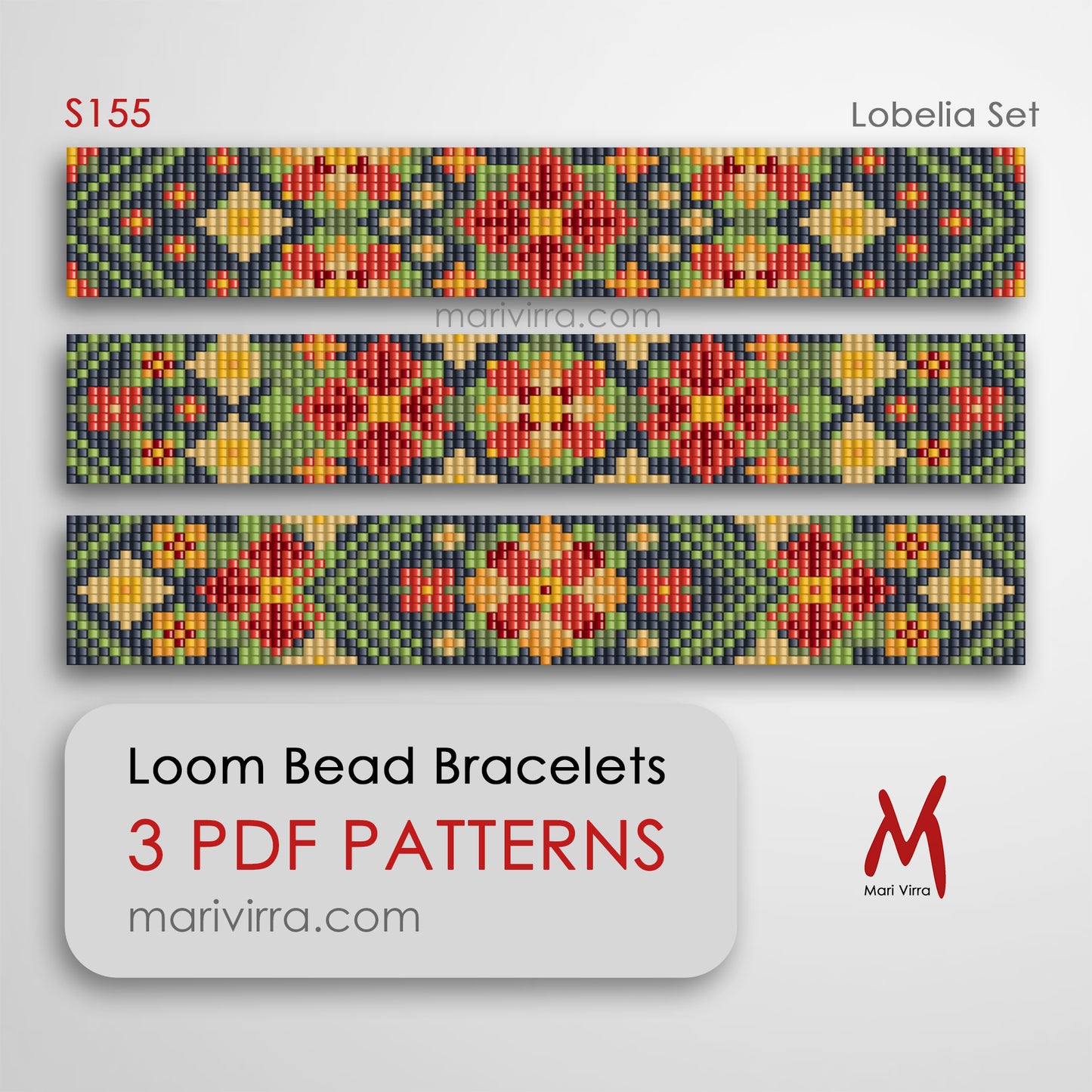 Lobelia Set of Three Loom Digital Bead Patterns