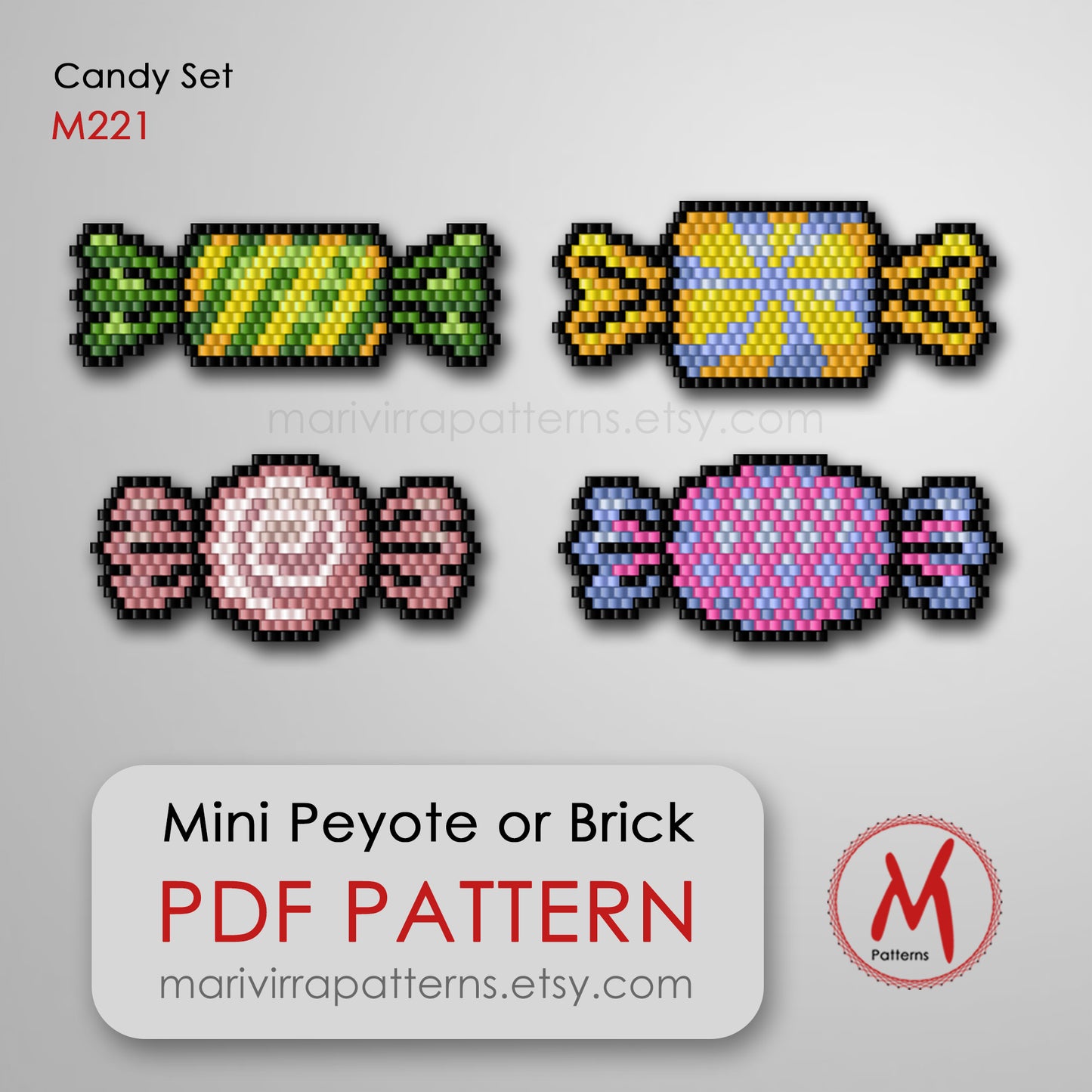 Candy Caramel Set Peyote or Brick Digital Bead Pattern