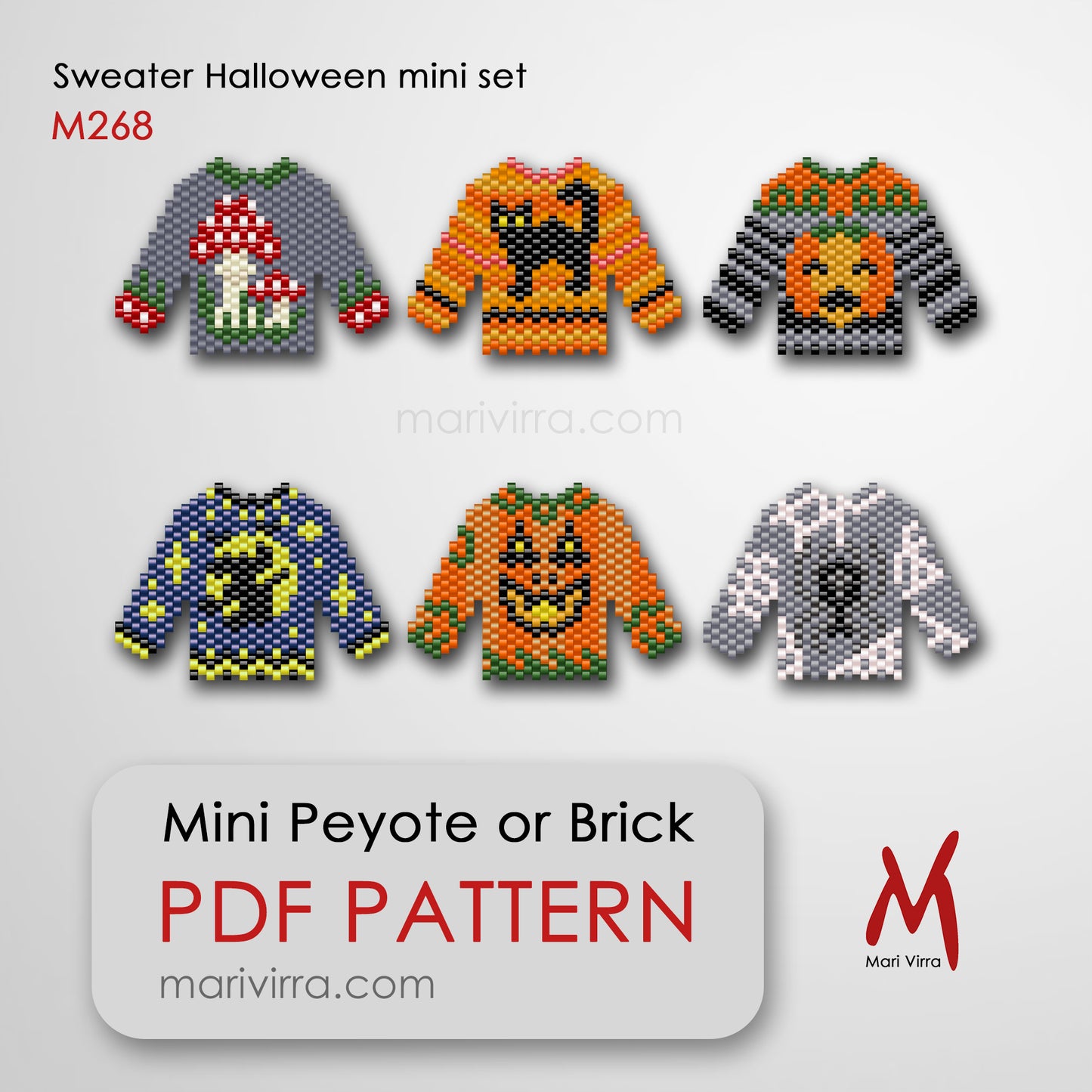 Mini Sweater Halloween Sweater Set Peyote or Brick Digital Bead Pattern