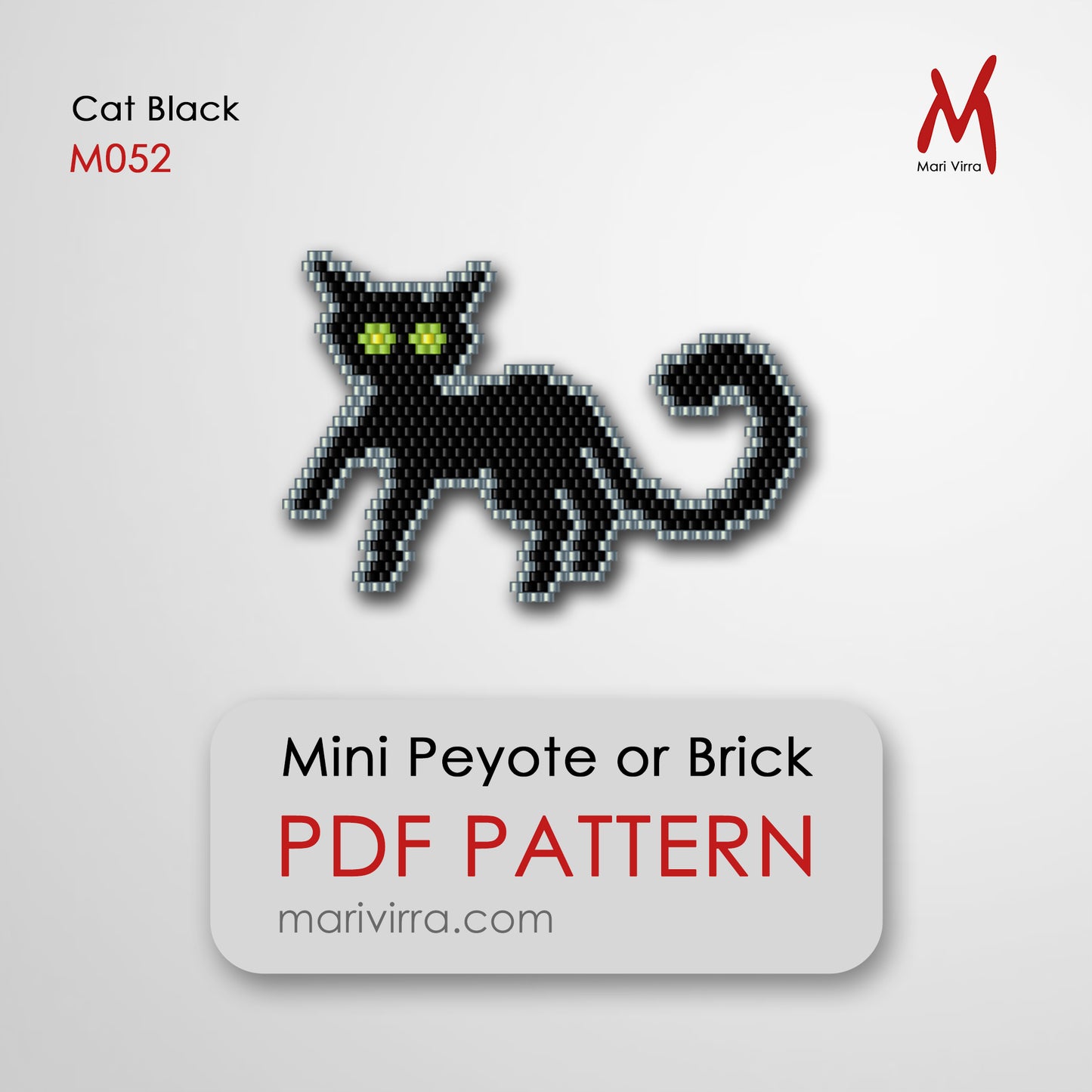 Cat Black Peyote or Brick Digital Bead Pattern