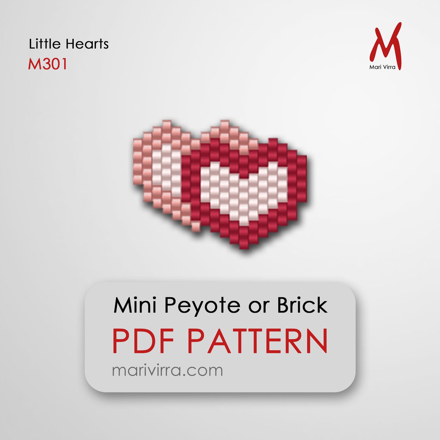 Little Hearts Peyote or Brick Digital Bead Pattern