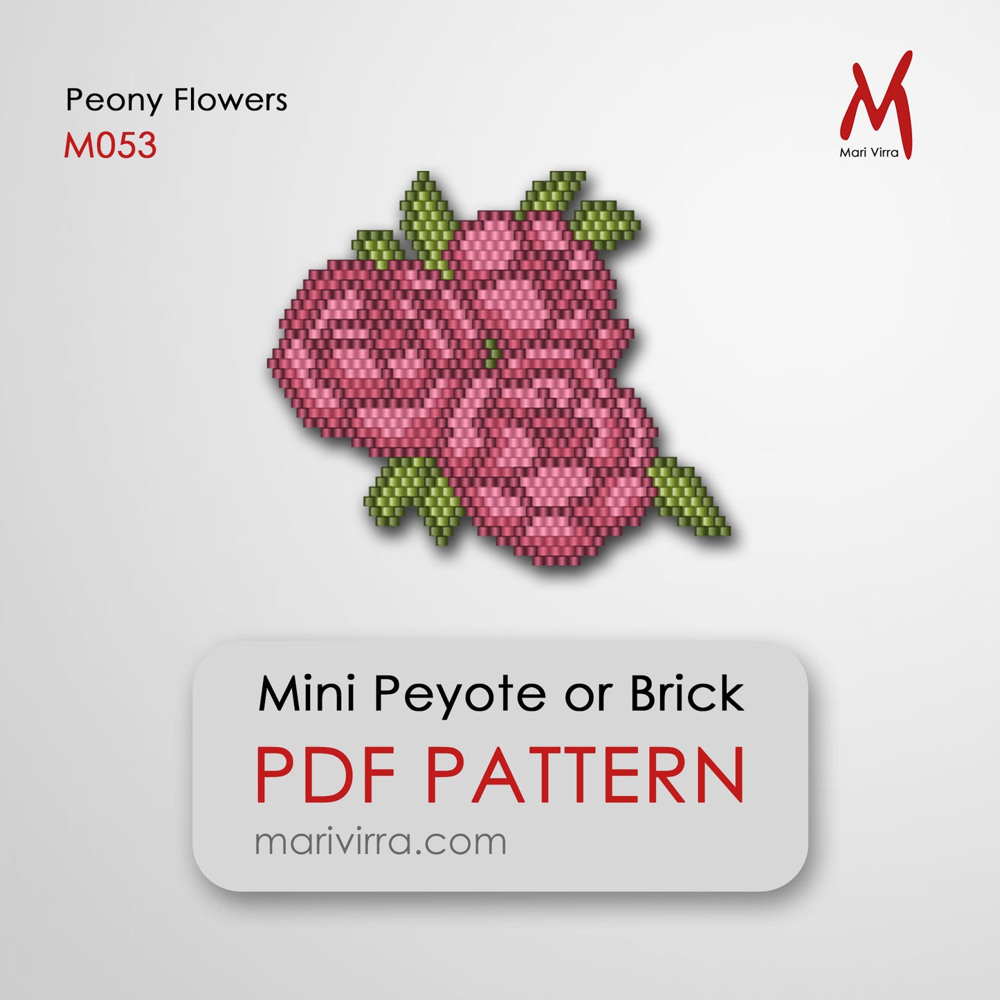 Peony Flowers Peyote or Brick Digital Bead Pattern