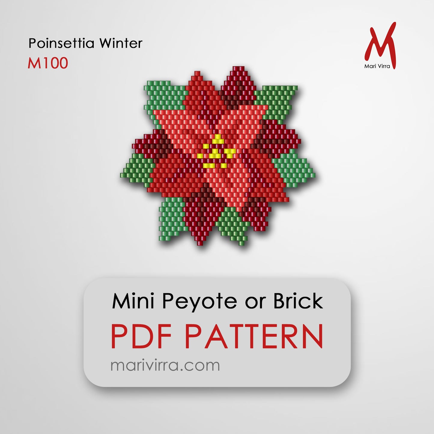 Poinsettia Winter Brick Digital Bead Pattern