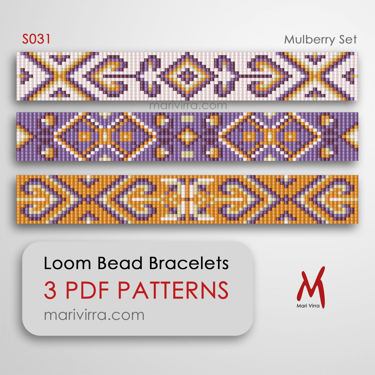 Mulberry Set of Three Loom Digital Bead Patterns