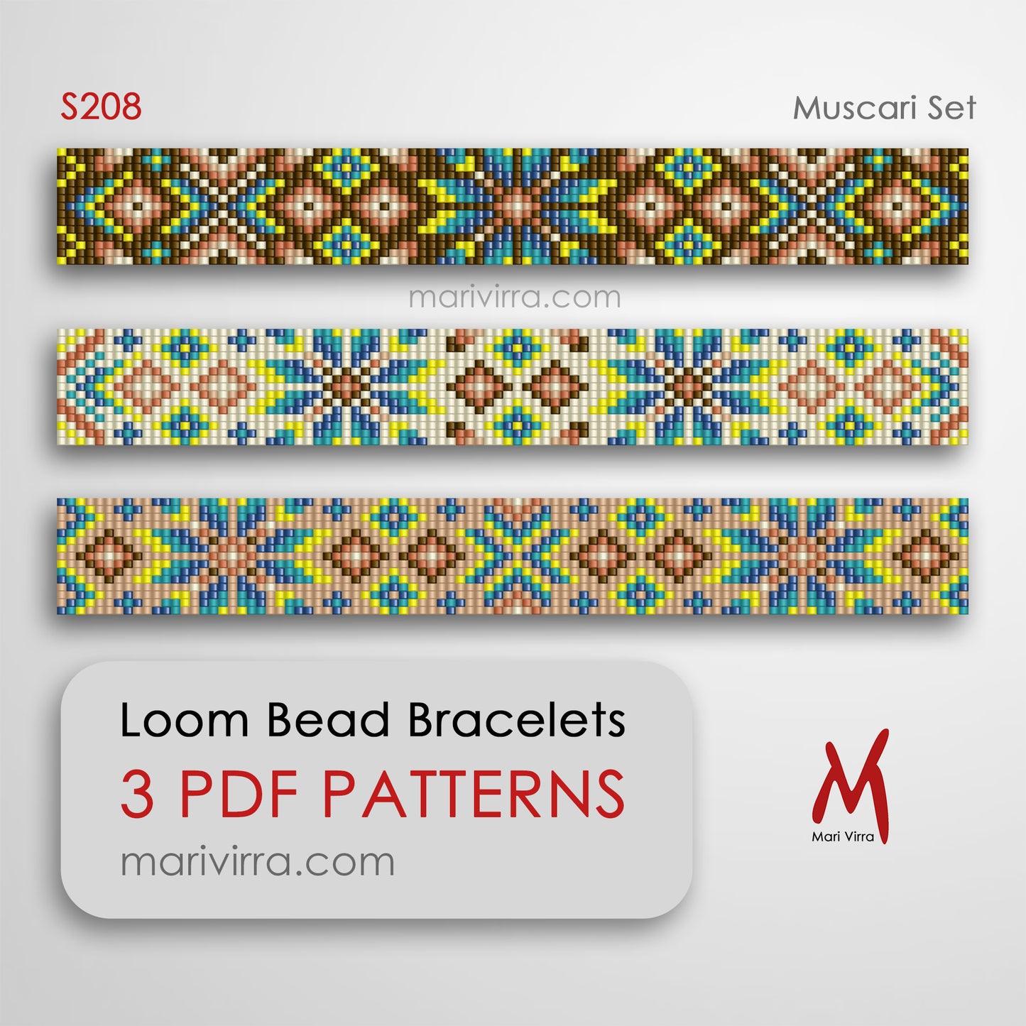 Muscari Set of Three Loom Digital Bead Patterns