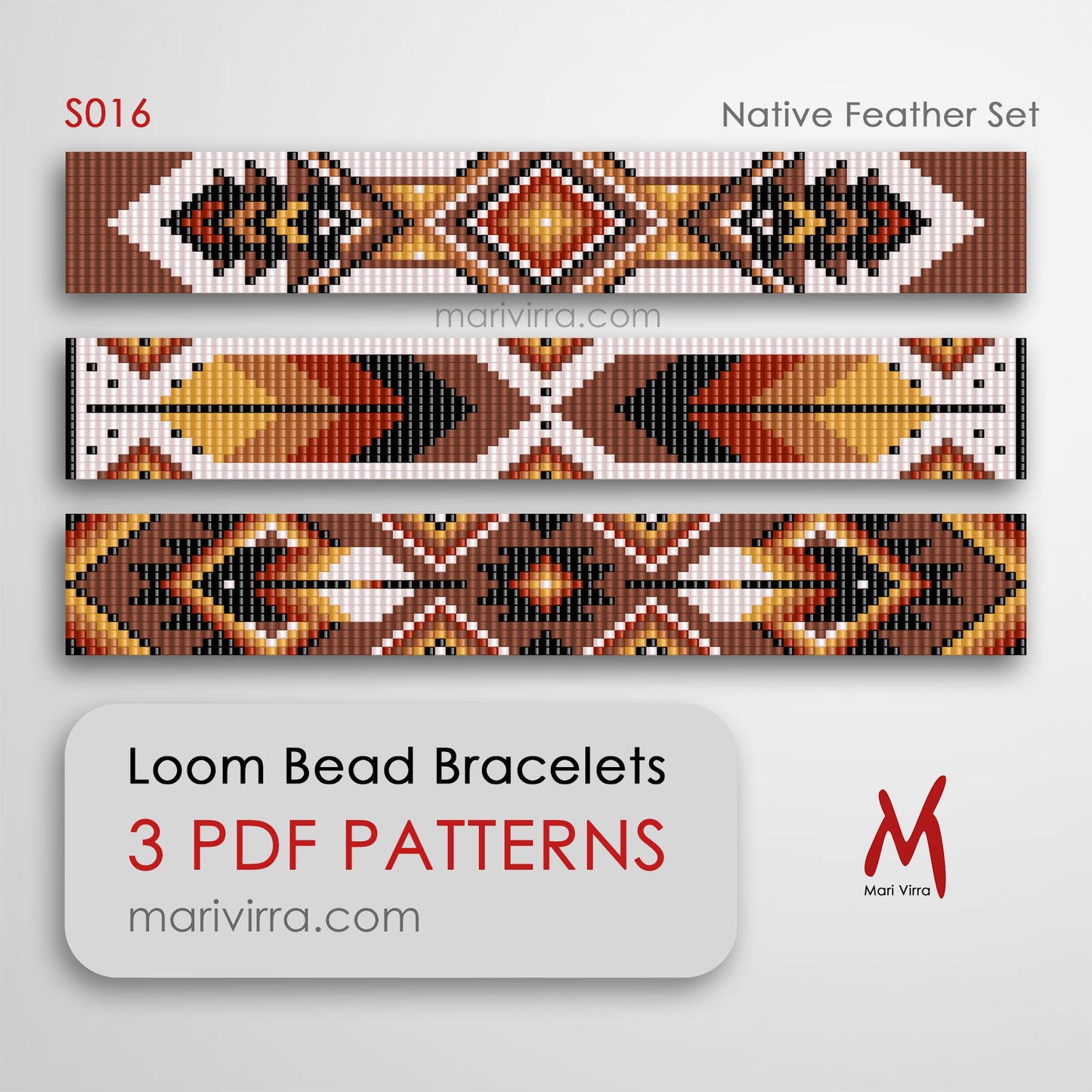 Native Feather Set of Three Loom Digital Bead Patterns