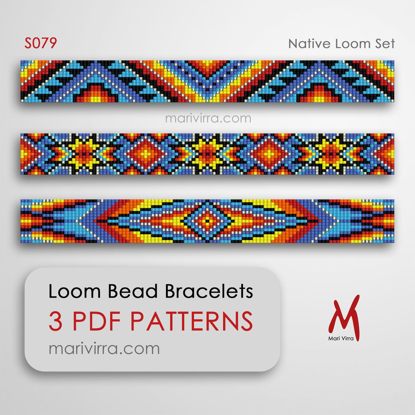 Native Set of Three Loom Digital Bead Patterns