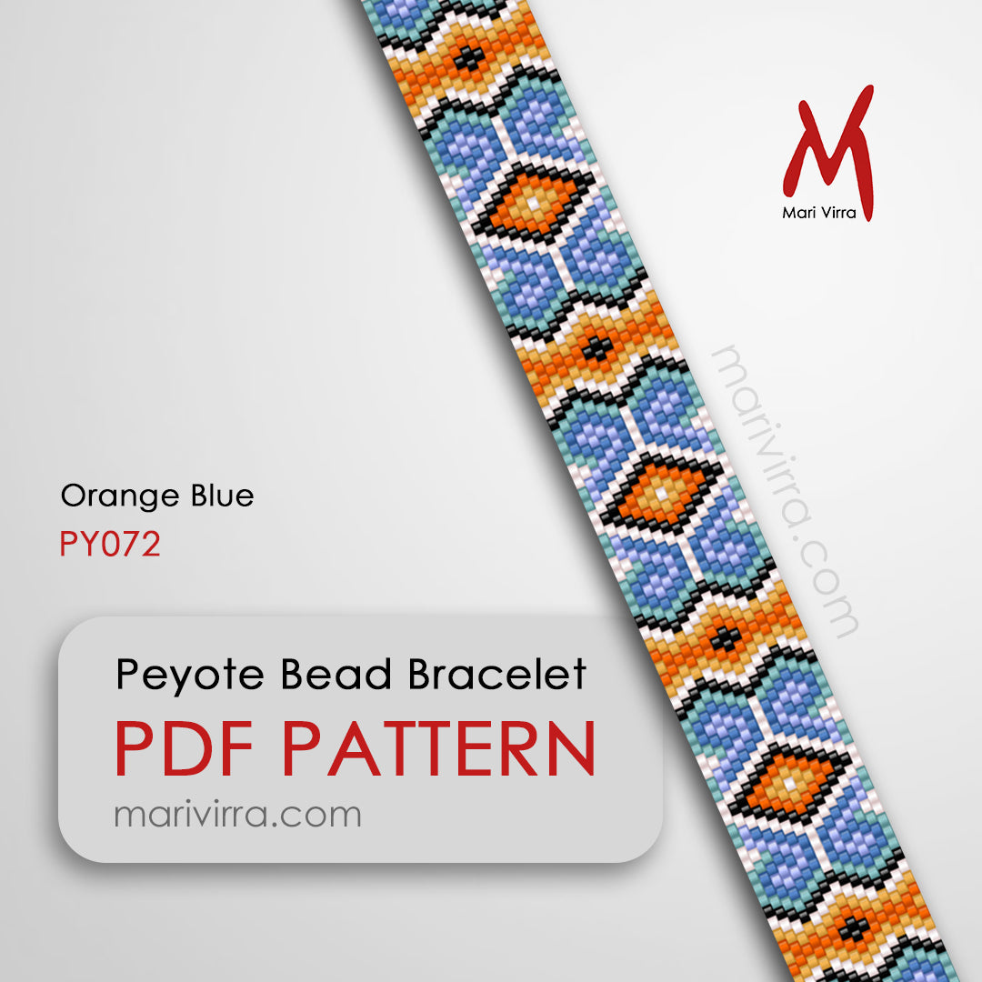 Orange Blue Peyote Digital Bead Pattern