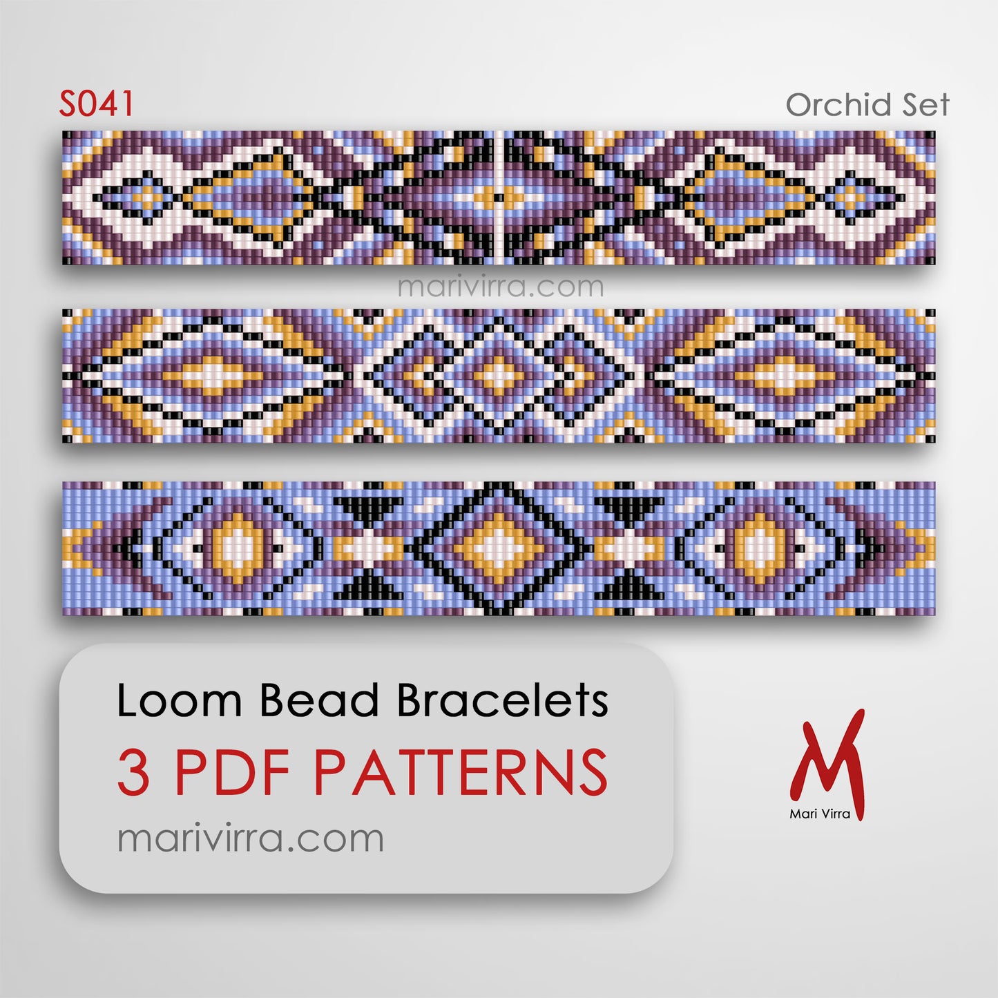 Orchid Set of Three Loom Digital Bead Patterns