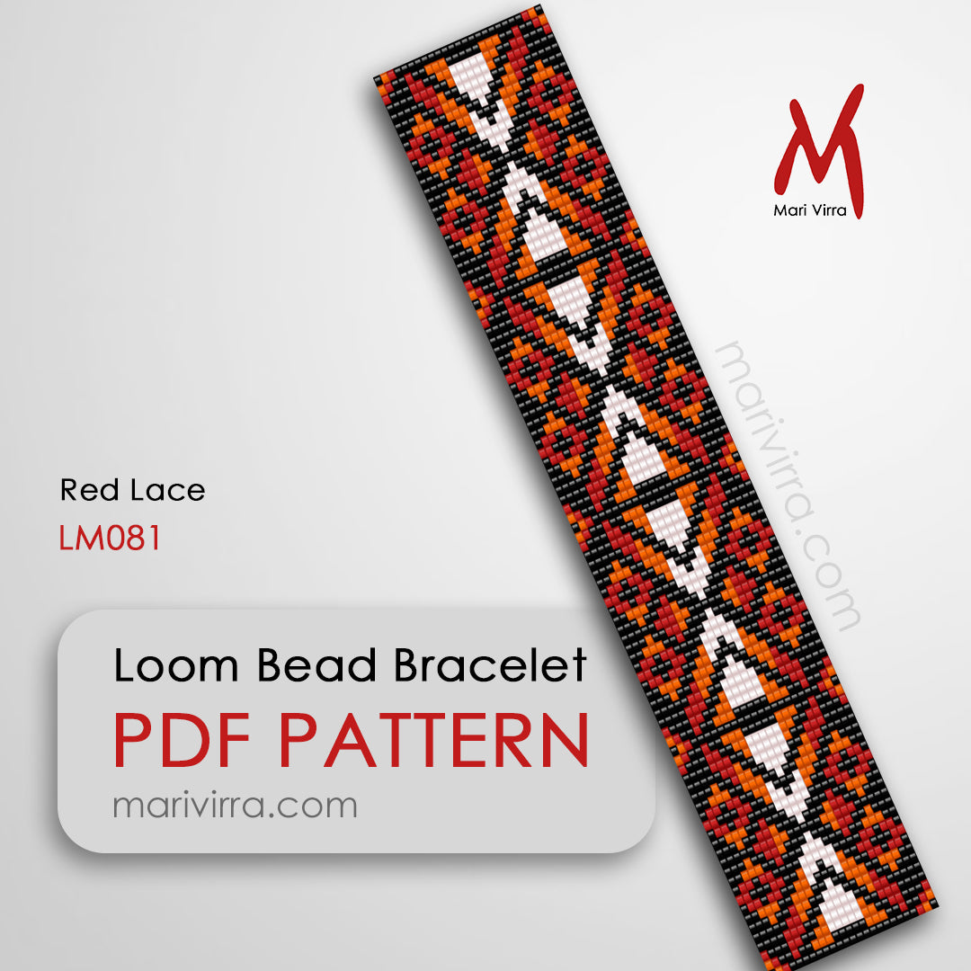 Red Lines Bracelet Loom Digital Bead Pattern