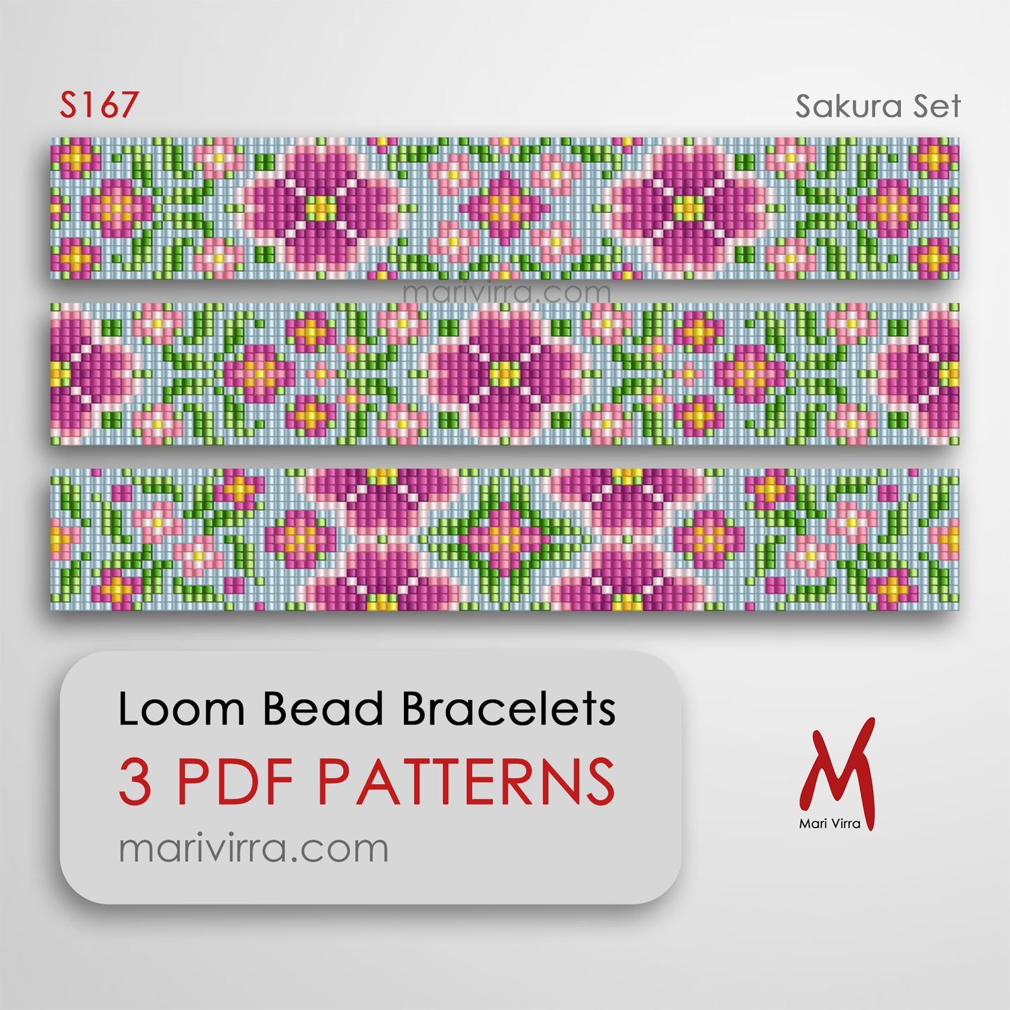 Sakura Set of Three Loom Digital Bead Patterns