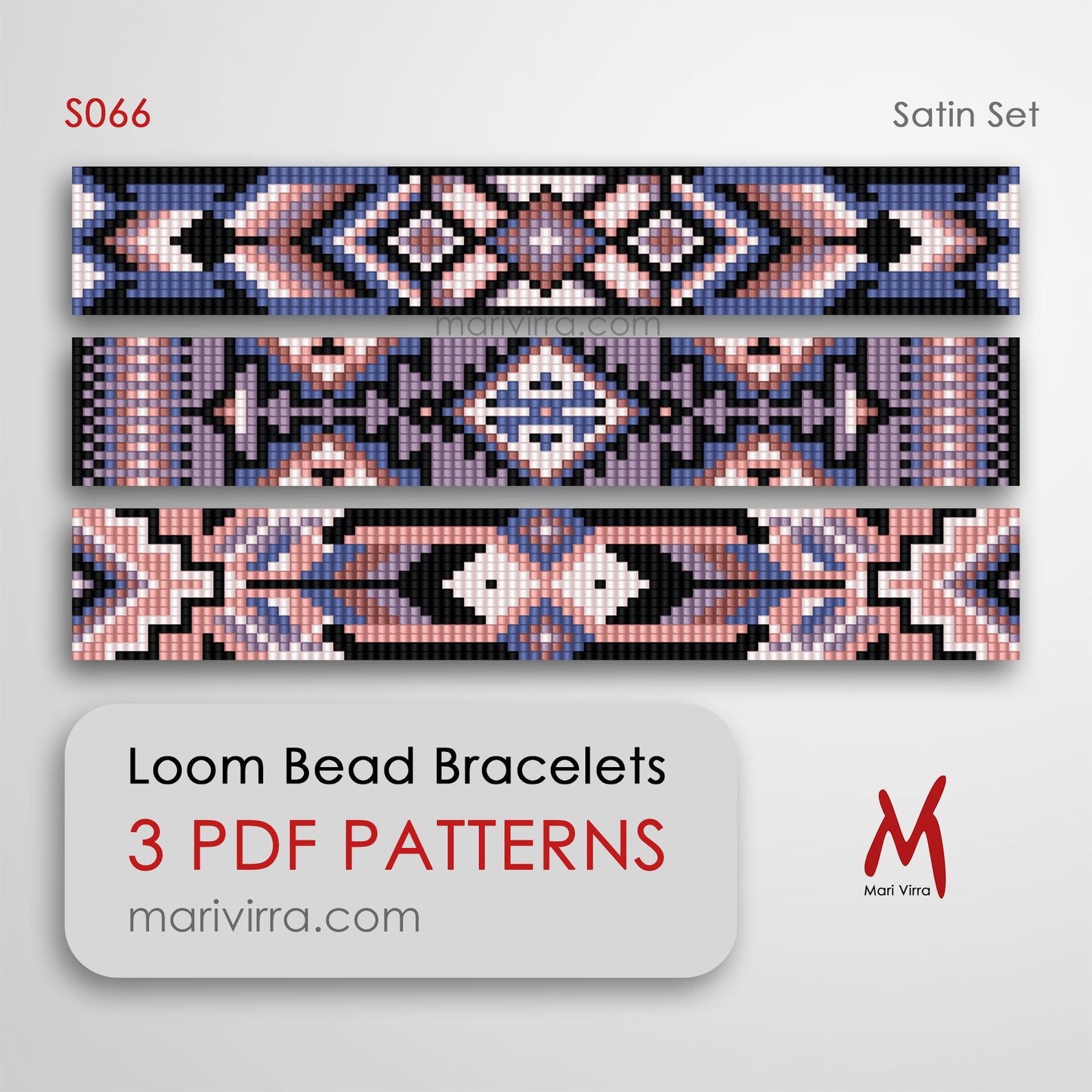 Satin Set of Three Loom Digital Bead Patterns