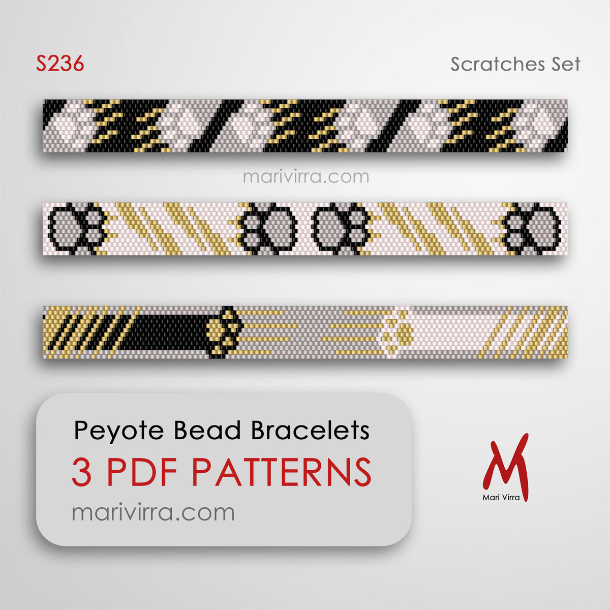 Scratches Set of Three Peyote Digital Bead Patterns