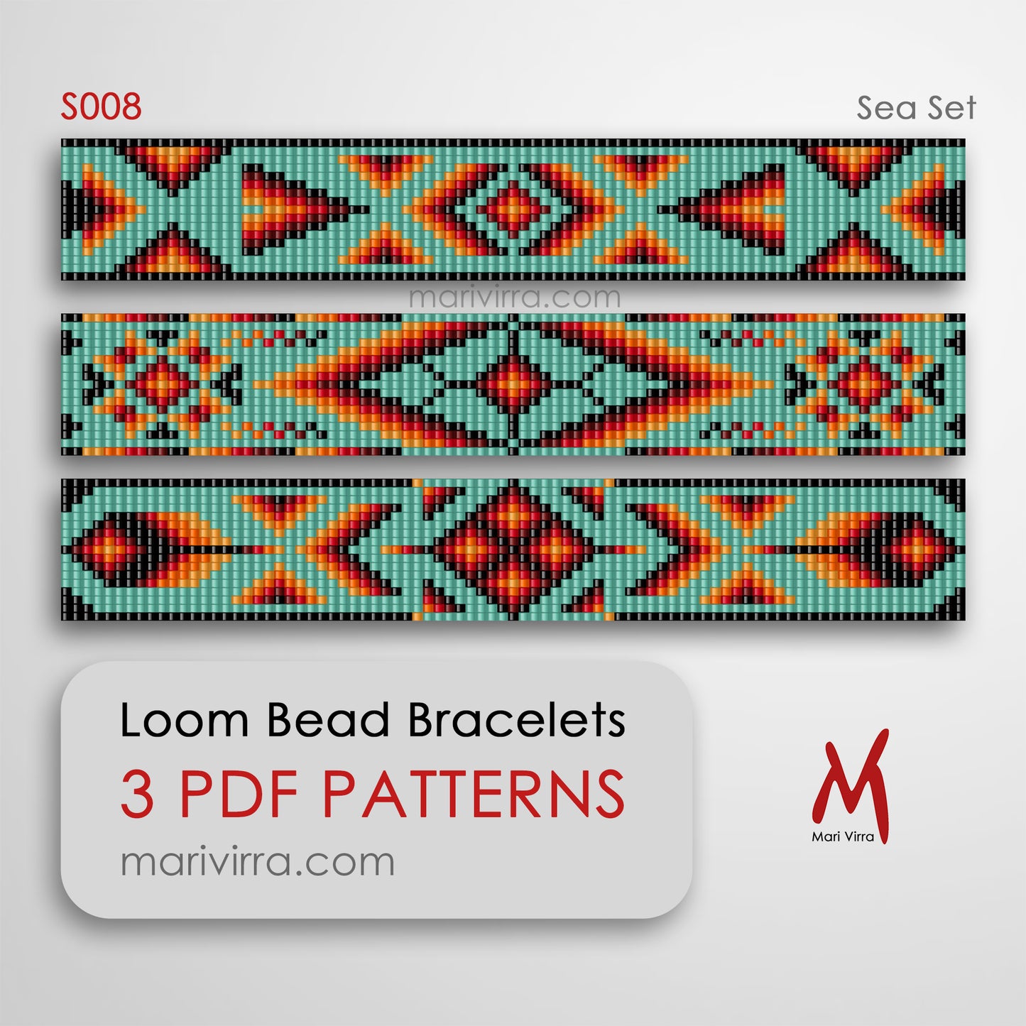 Sea Set of Three Loom Digital Bead Patterns