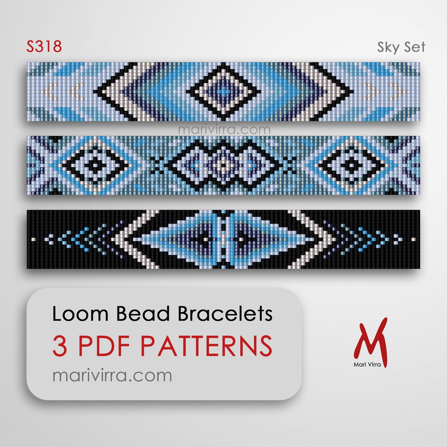Sky Set of Three Loom Digital Bead Patterns