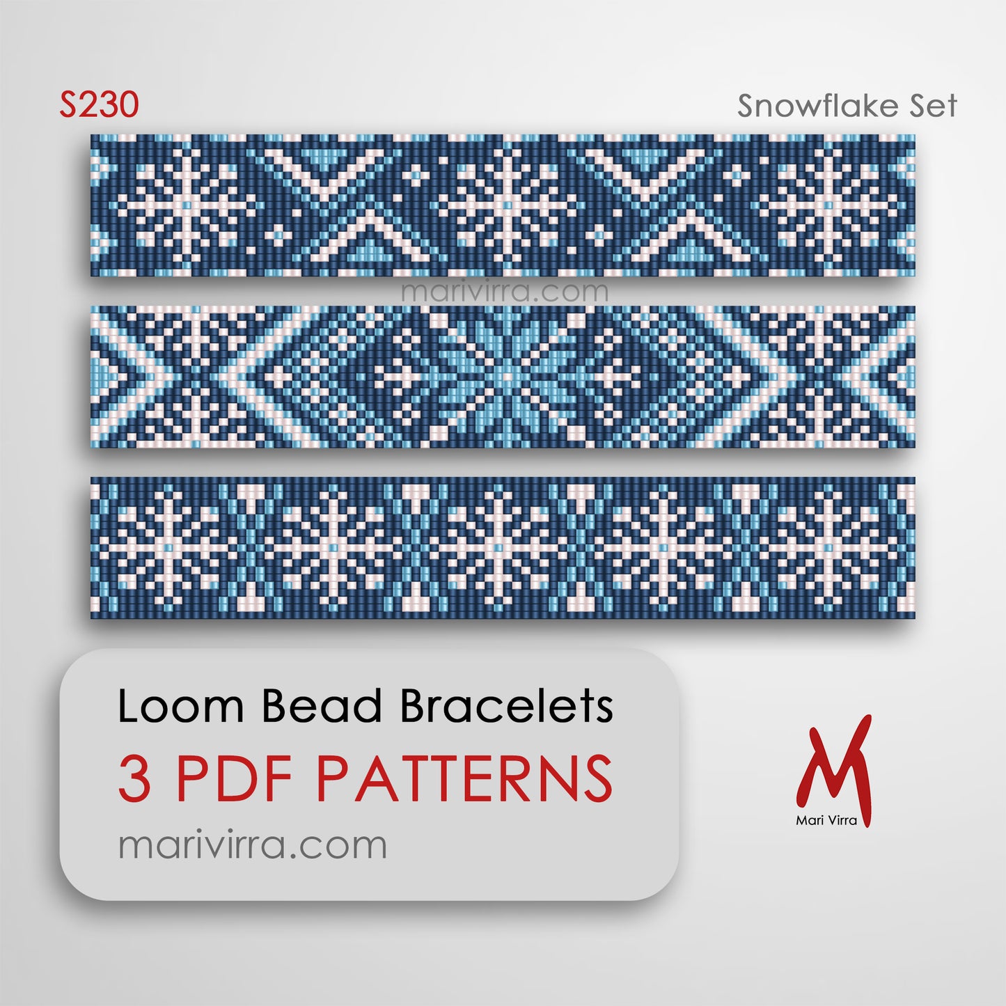 Snowflake Set of Three Loom Digital Bead Patterns