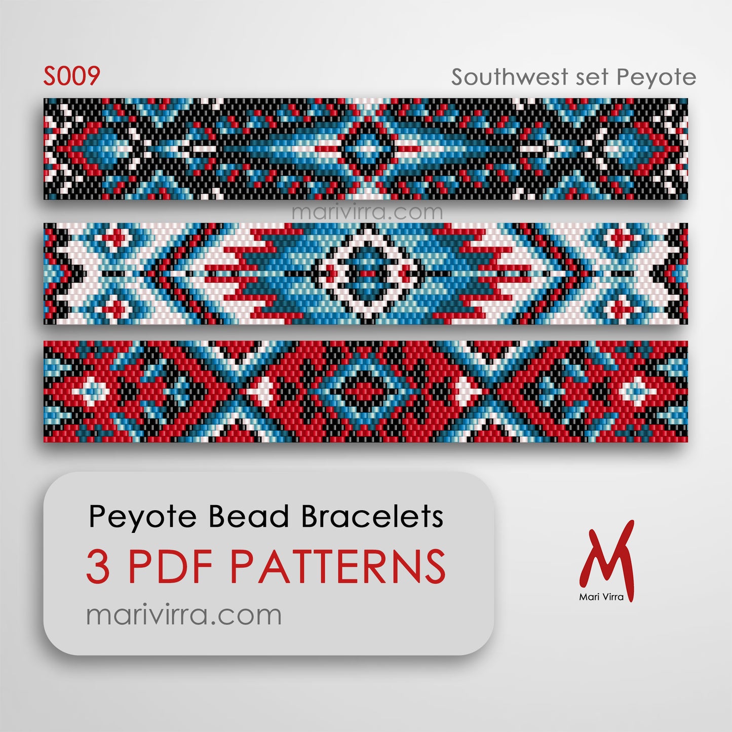 Southwest Set of Three Peyote Digital Bead Patterns