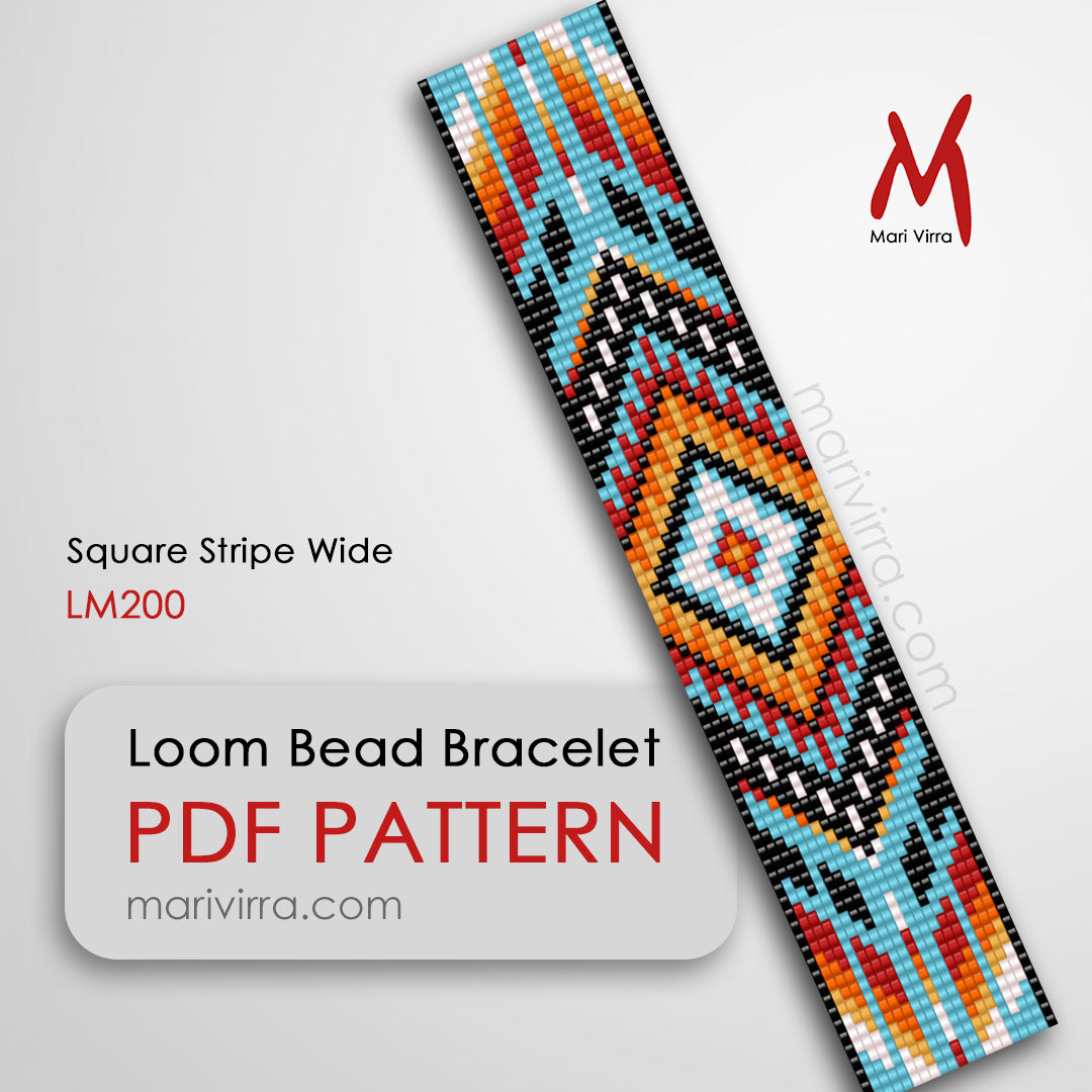 Square Stripe Wide Bracelet Loom Digital Bead Pattern