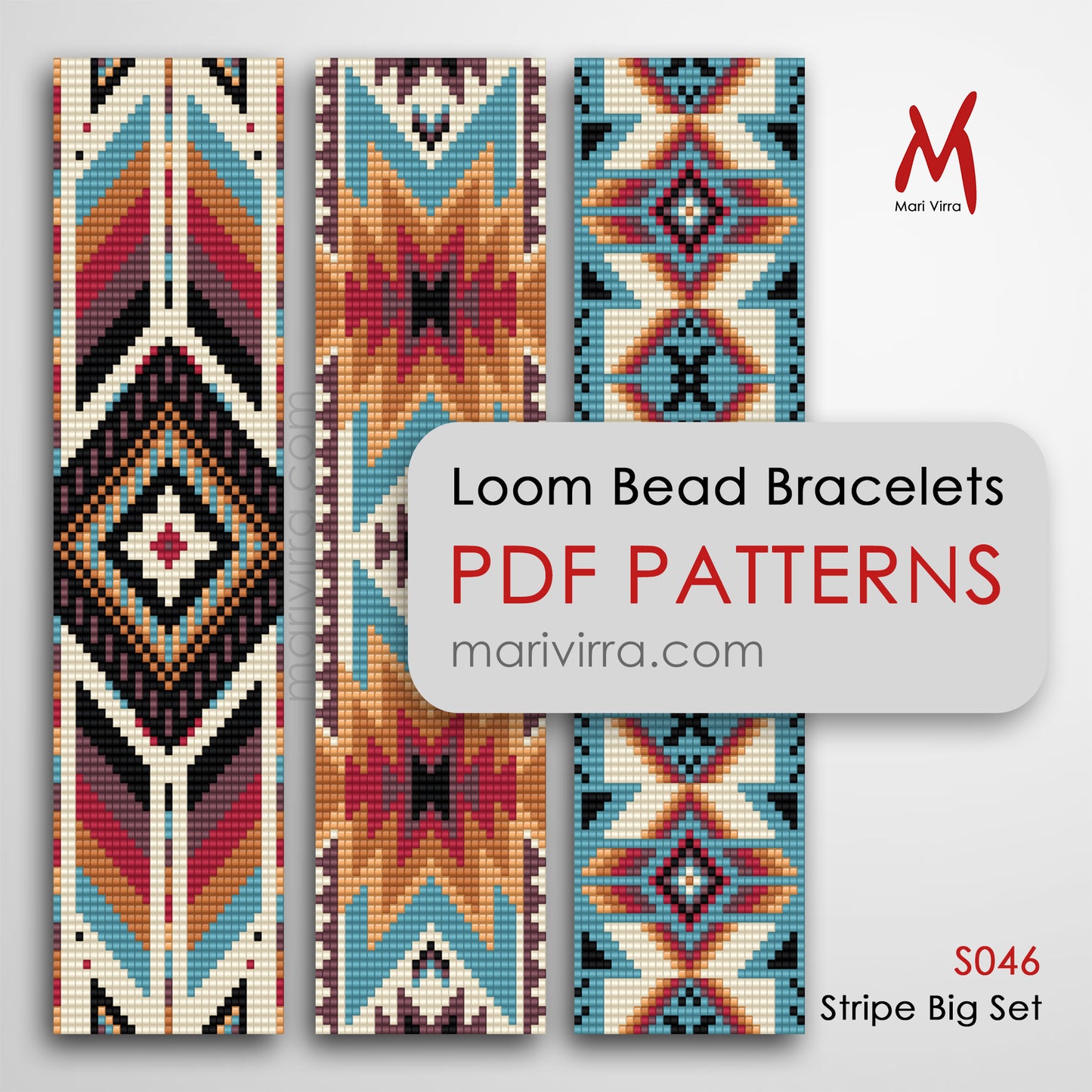 Stripe Big Set of Three Loom Digital Bead Patterns
