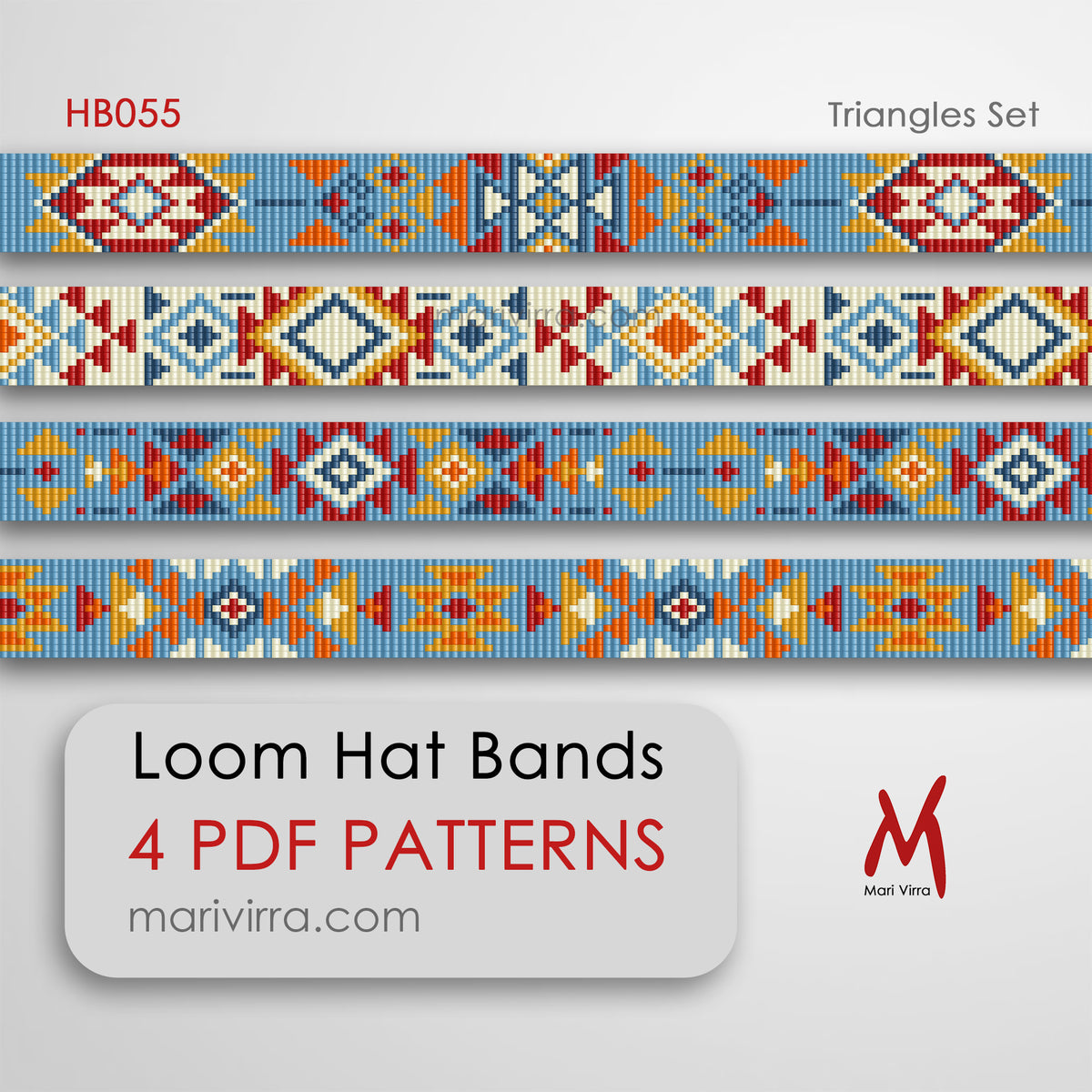 Triangles Set Hat Band Set of Four Loom Digital Bead Patterns