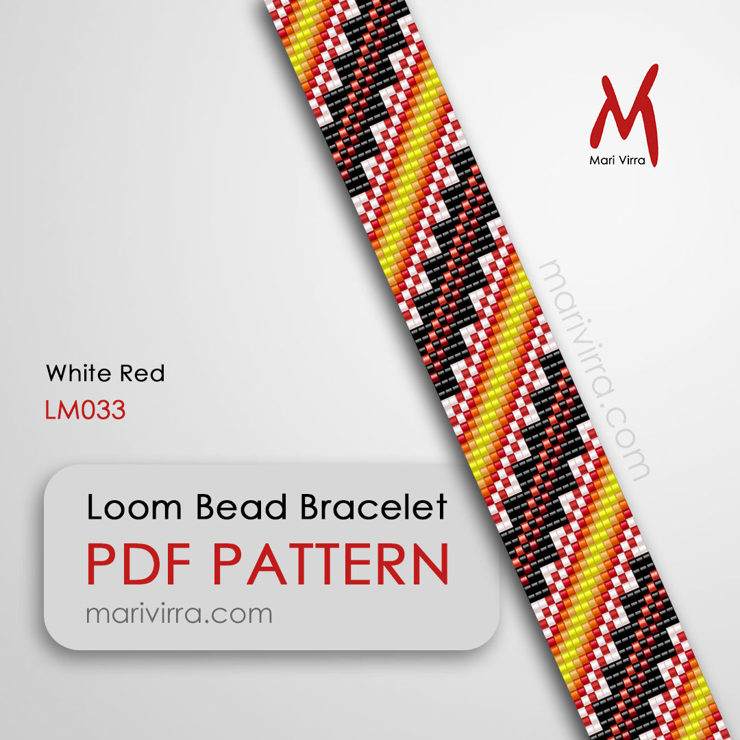 White Red Loom Digital Bead Pattern