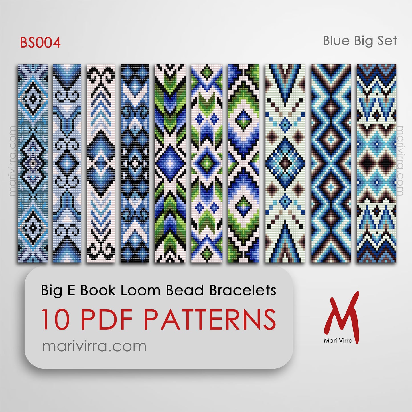 Blue Big Set of Ten Loom Digital Bead Patterns