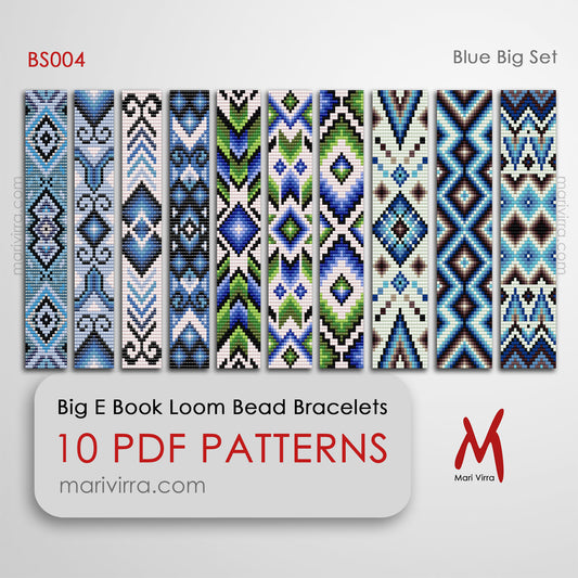 Blue Big Set of Ten Loom Digital Bead Patterns