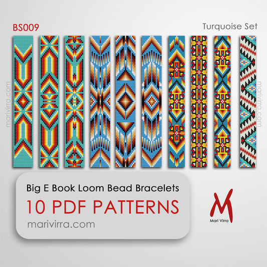 Turquoise Big Set of Ten Loom Digital Bead Patterns