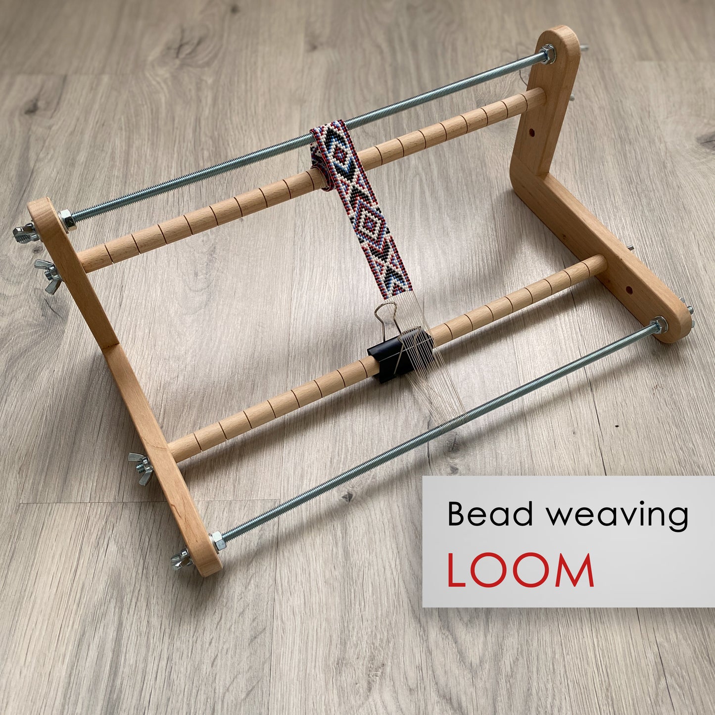 The Biggest Double-sided Wooden Loom for LONG seed beadwork weaving
